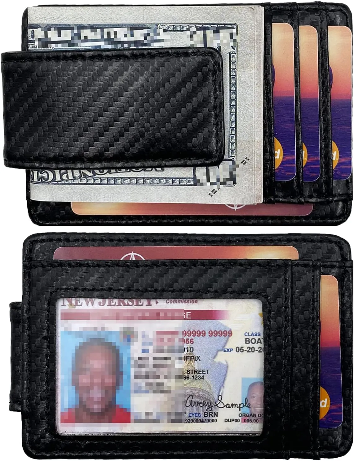 Money Clip RFID Front Pocket Wallet Men Leather Slim Minimalist Wallet