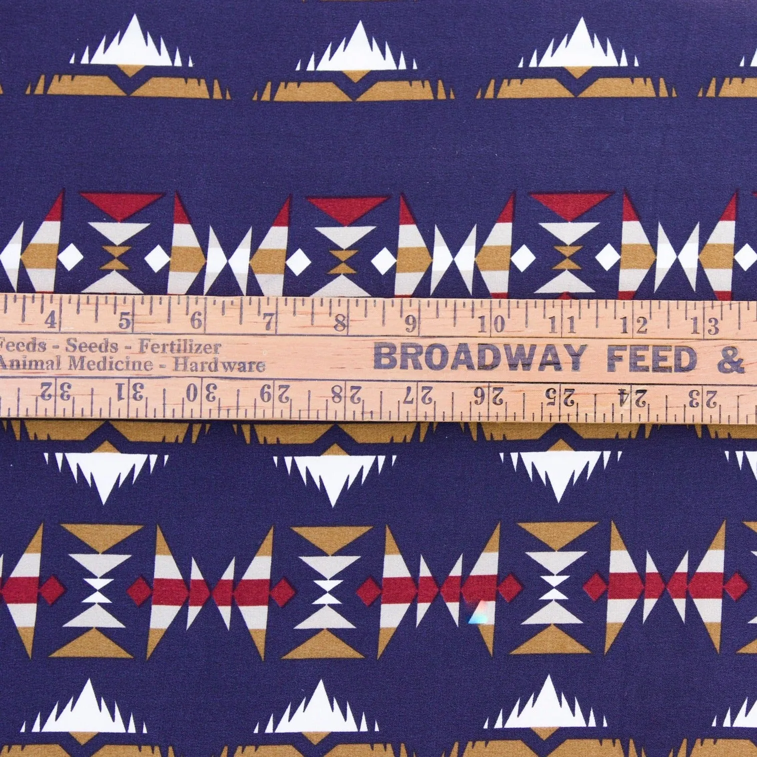 NYC Designer - Aztec Printed Crepe De Chine Silk - Remnant