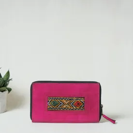 Pink - Handcrafted Kutch Leather Embroidery Work Wallet
