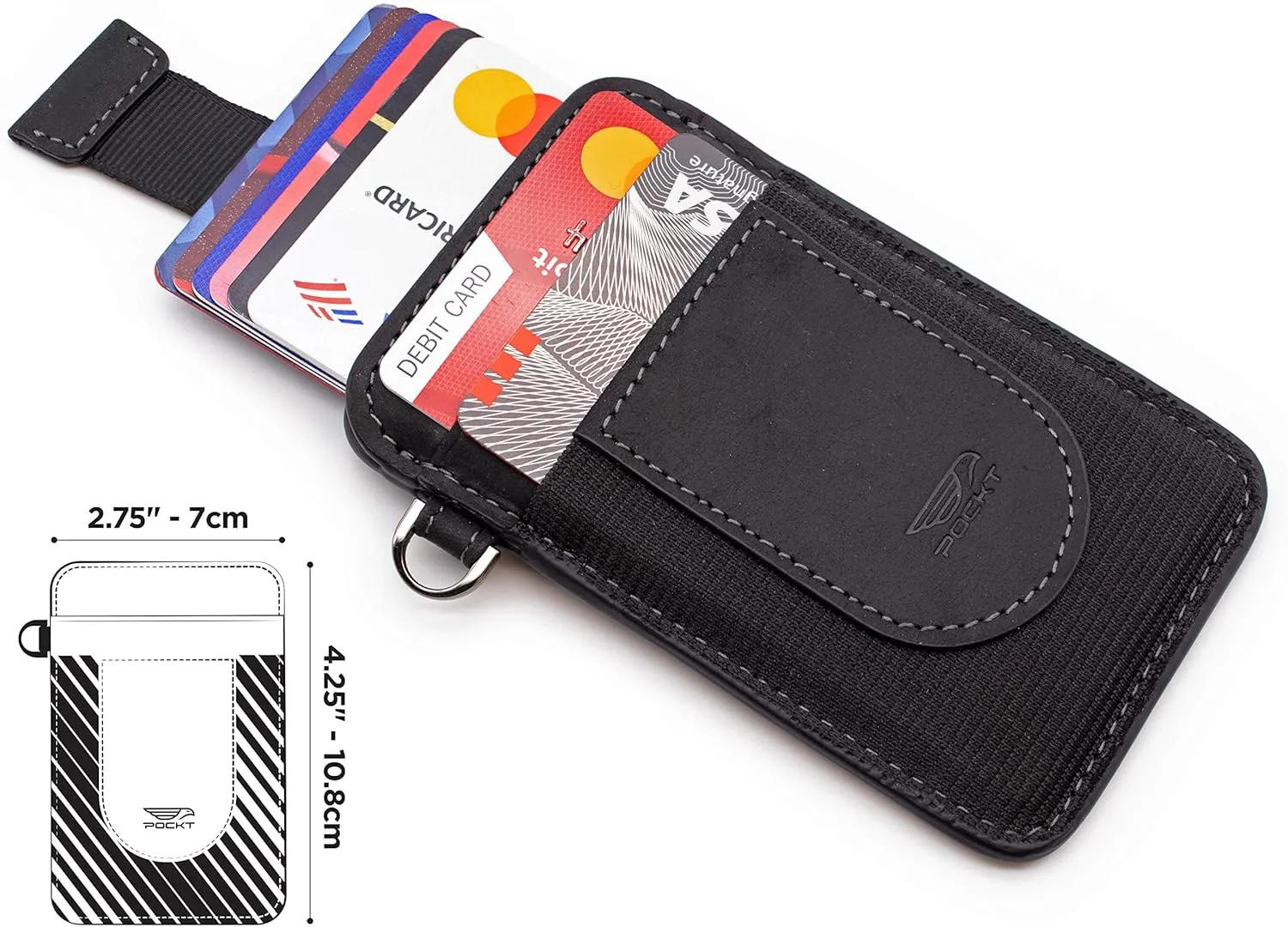 POCKT Card Holder Wallet For Men and Women - Slim Minimalist Front Pocket Wallet Elastic Credit Card Holder Genuine Leather RFID Blocking Card Case Wallets