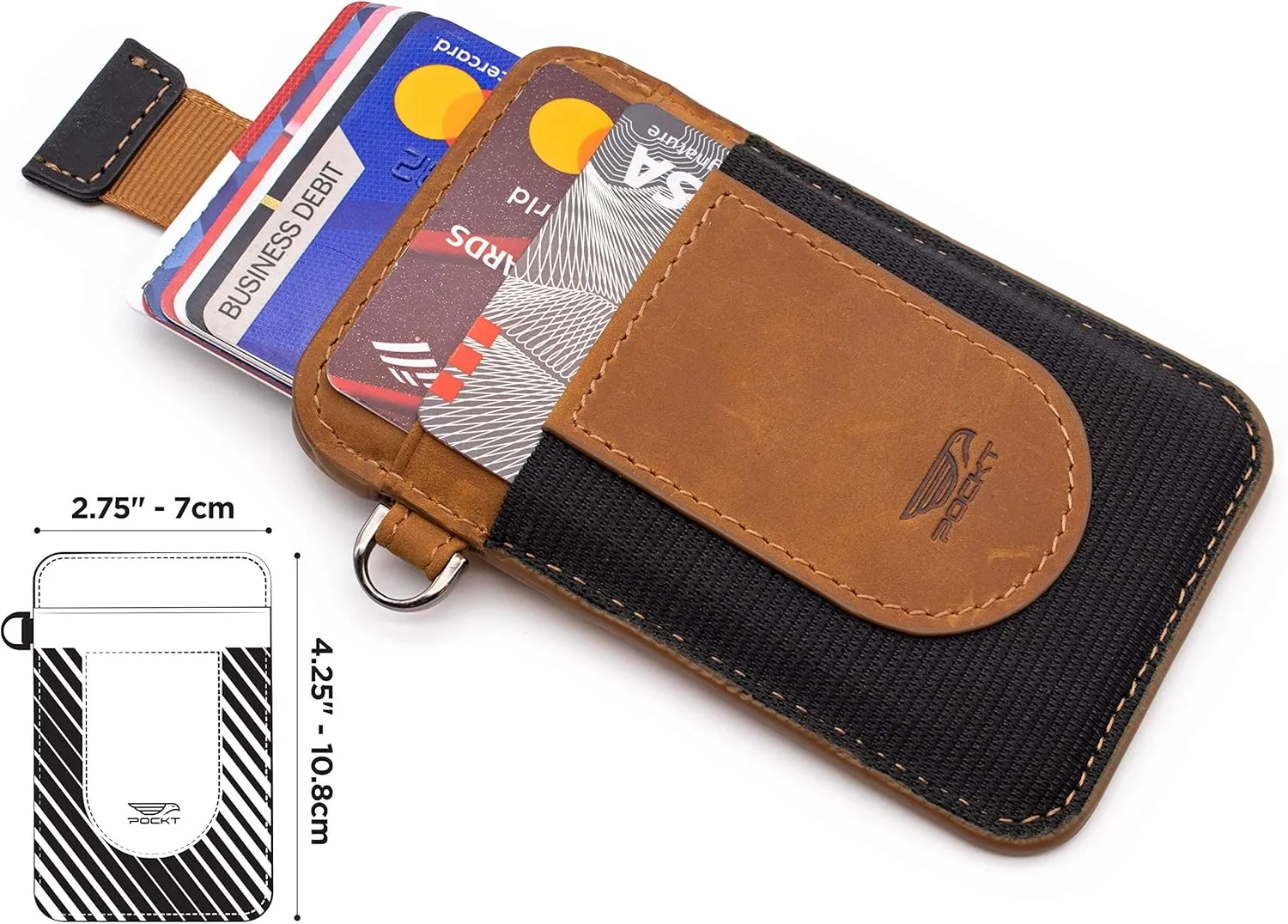 POCKT Card Holder Wallet For Men and Women - Slim Minimalist Front Pocket Wallet Elastic Credit Card Holder Genuine Leather RFID Blocking Card Case Wallets