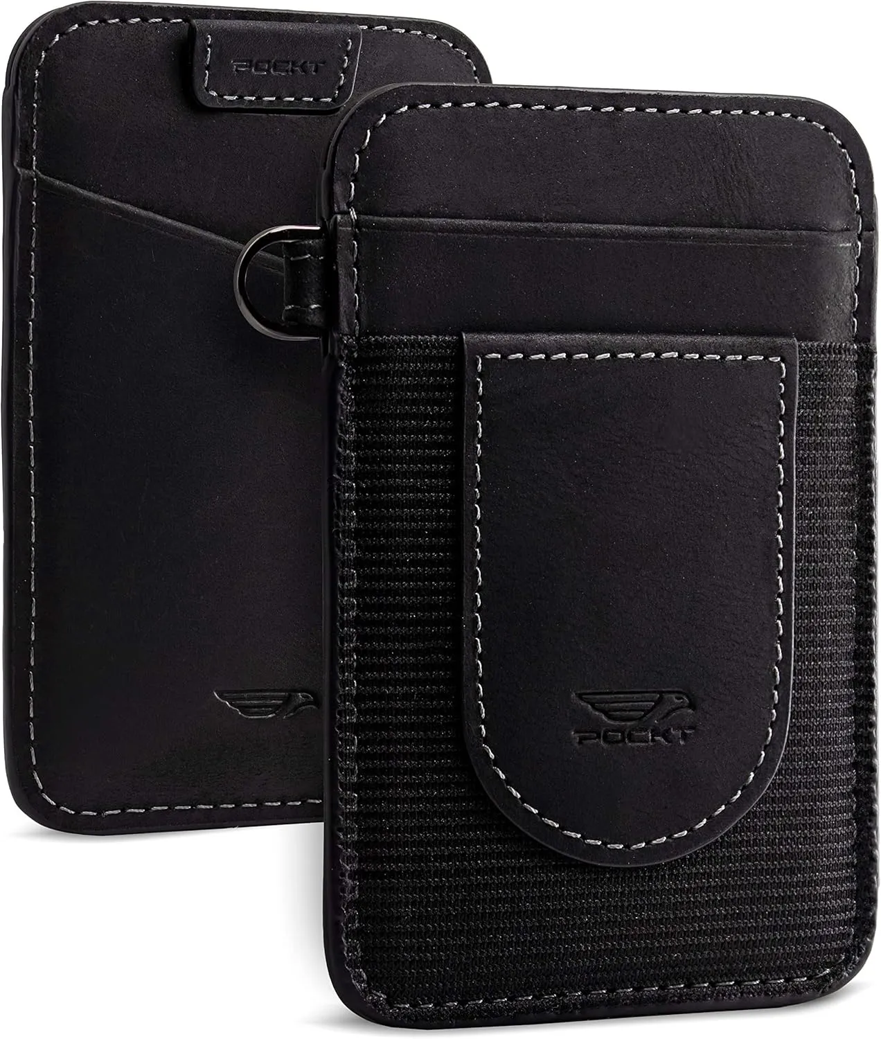 POCKT Card Holder Wallet For Men and Women - Slim Minimalist Front Pocket Wallet Elastic Credit Card Holder Genuine Leather RFID Blocking Card Case Wallets