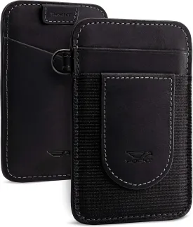 POCKT Card Holder Wallet For Men and Women - Slim Minimalist Front Pocket Wallet Elastic Credit Card Holder Genuine Leather RFID Blocking Card Case Wallets