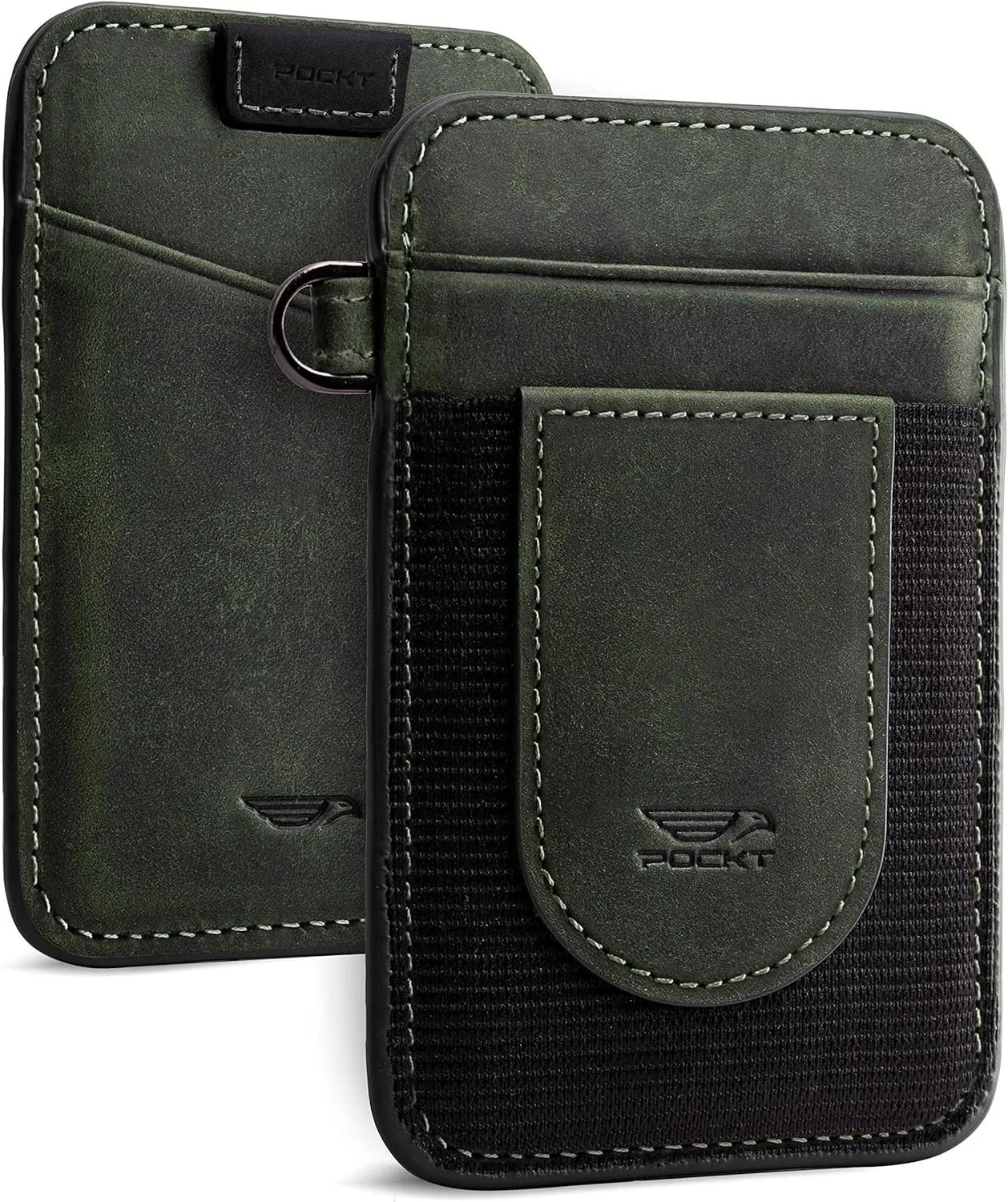 POCKT Card Holder Wallet For Men and Women - Slim Minimalist Front Pocket Wallet Elastic Credit Card Holder Genuine Leather RFID Blocking Card Case Wallets