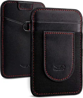 POCKT Card Holder Wallet For Men and Women - Slim Minimalist Front Pocket Wallet Elastic Credit Card Holder Genuine Leather RFID Blocking Card Case Wallets
