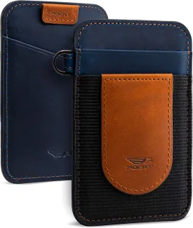 POCKT Card Holder Wallet For Men and Women - Slim Minimalist Front Pocket Wallet Elastic Credit Card Holder Genuine Leather RFID Blocking Card Case Wallets
