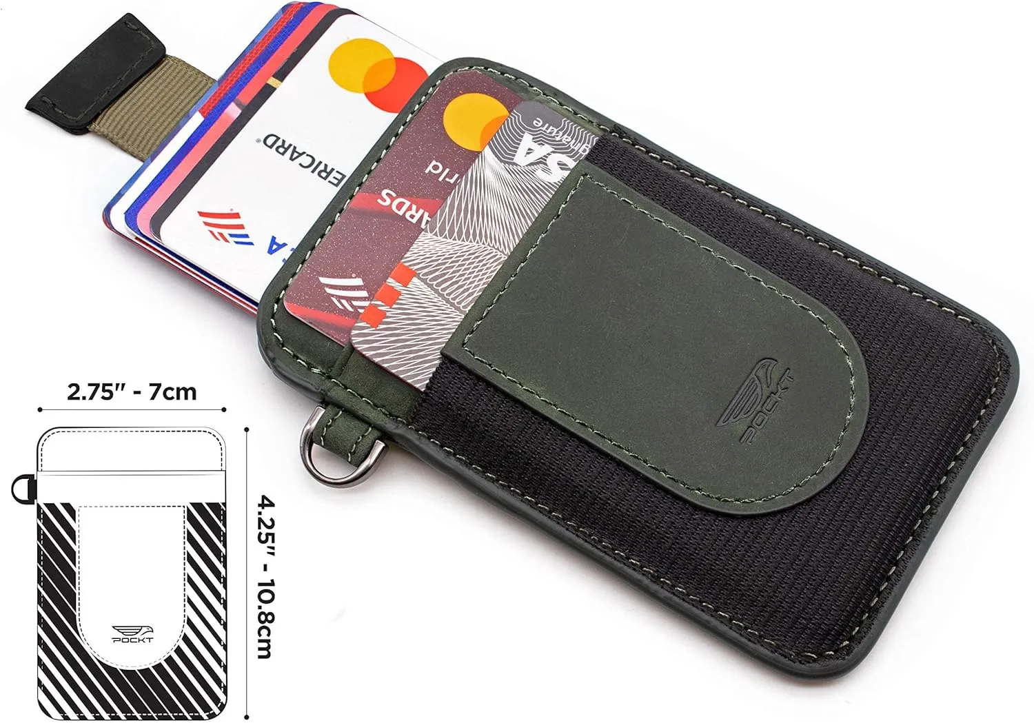 POCKT Card Holder Wallet For Men and Women - Slim Minimalist Front Pocket Wallet Elastic Credit Card Holder Genuine Leather RFID Blocking Card Case Wallets