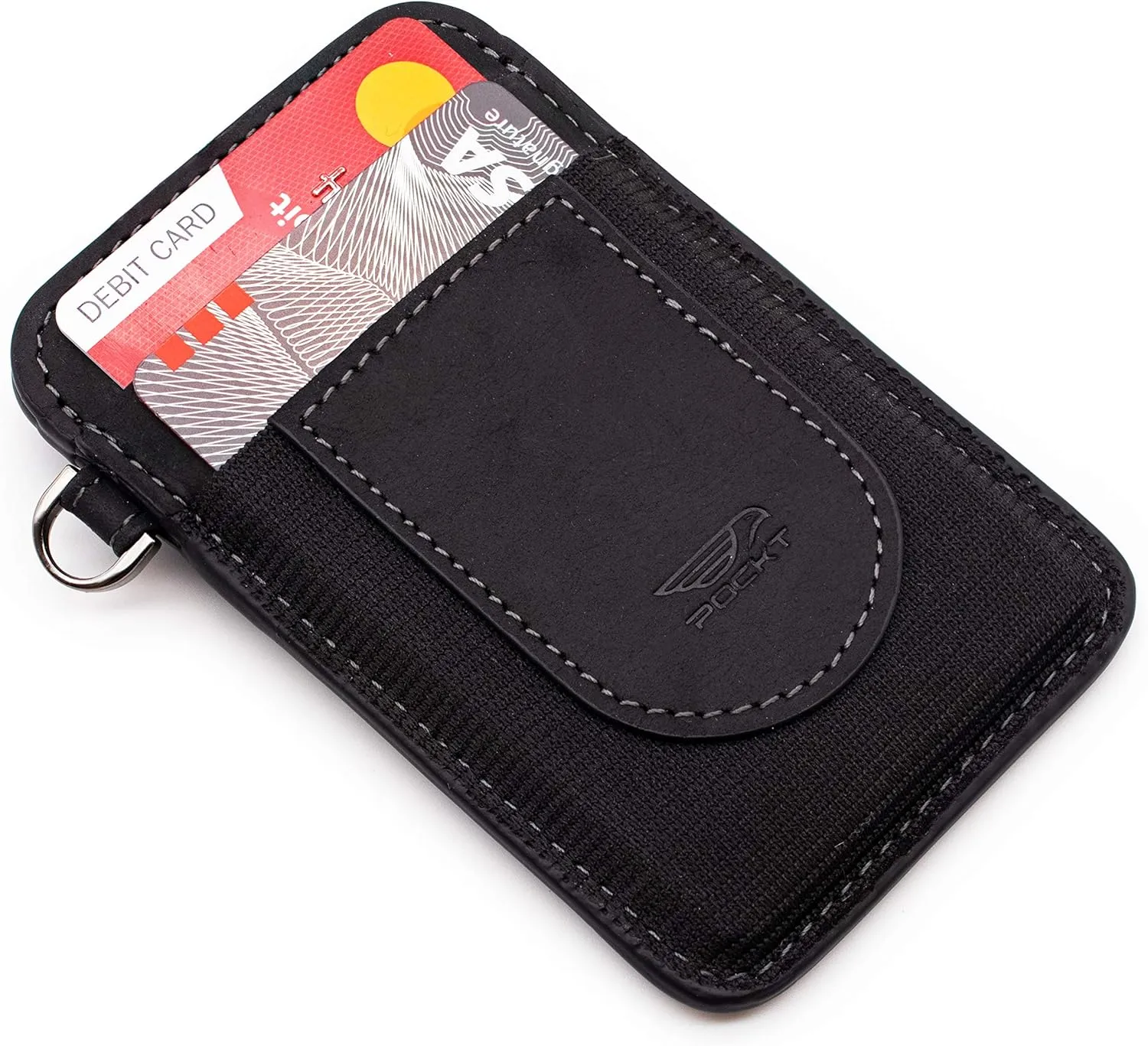 POCKT Card Holder Wallet For Men and Women - Slim Minimalist Front Pocket Wallet Elastic Credit Card Holder Genuine Leather RFID Blocking Card Case Wallets