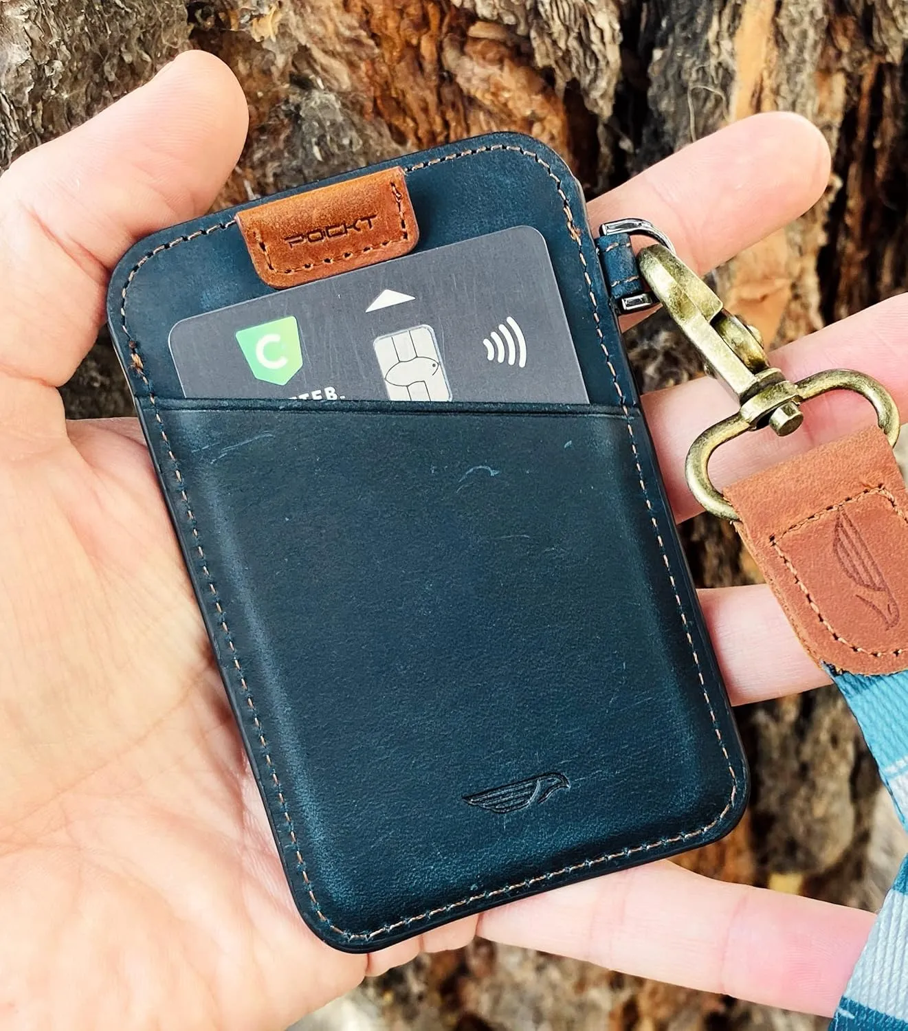 POCKT Card Holder Wallet For Men and Women - Slim Minimalist Front Pocket Wallet Elastic Credit Card Holder Genuine Leather RFID Blocking Card Case Wallets