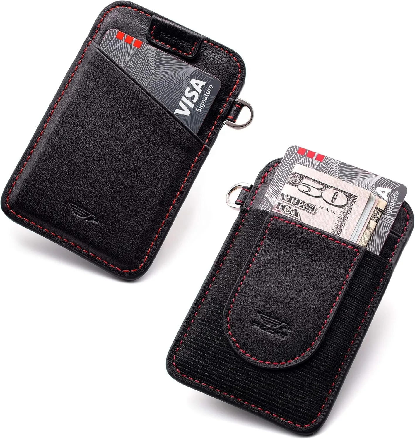 POCKT Card Holder Wallet For Men and Women - Slim Minimalist Front Pocket Wallet Elastic Credit Card Holder Genuine Leather RFID Blocking Card Case Wallets