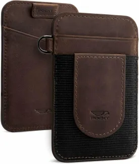 POCKT Card Holder Wallet For Men and Women - Slim Minimalist Front Pocket Wallet Elastic Credit Card Holder Genuine Leather RFID Blocking Card Case Wallets
