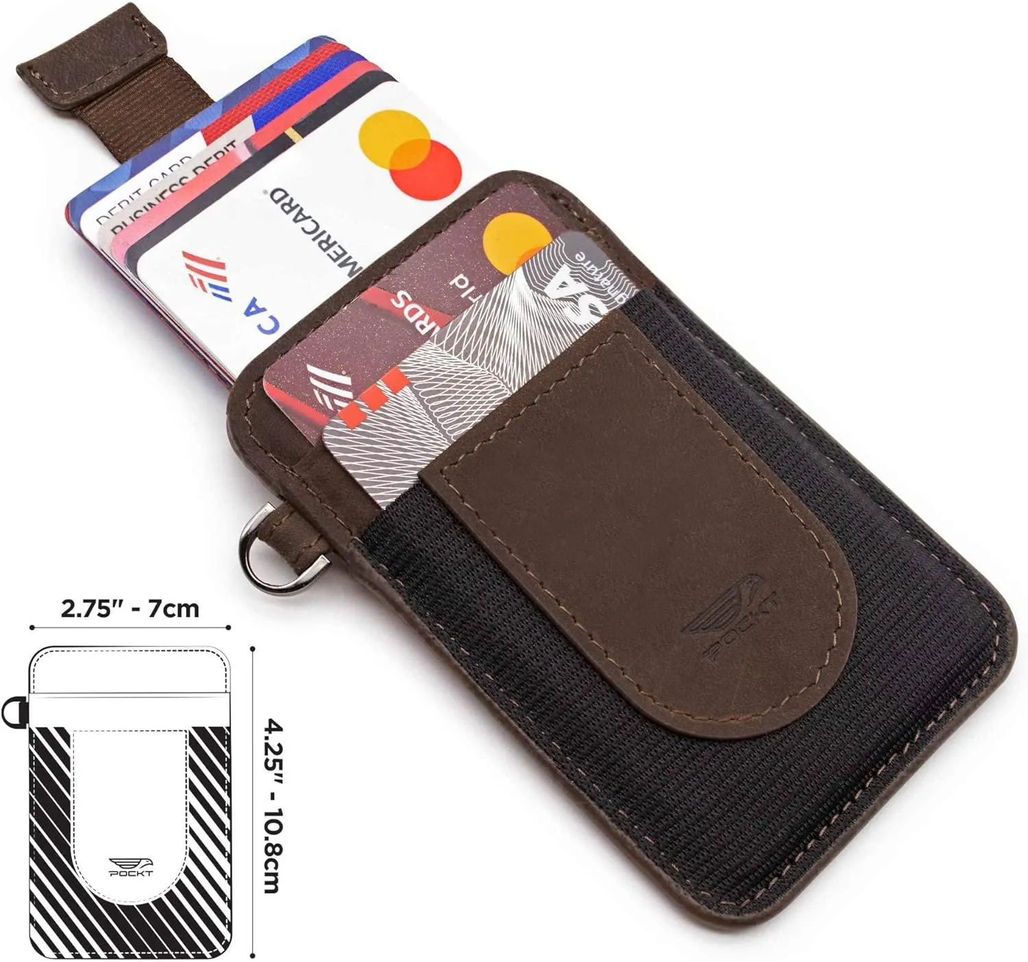 POCKT Card Holder Wallet For Men and Women - Slim Minimalist Front Pocket Wallet Elastic Credit Card Holder Genuine Leather RFID Blocking Card Case Wallets