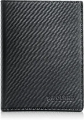 Polare Slim RFID Blocking Leather Passport Holder Travel Bifold Wallet For Men (Carbon Black)
