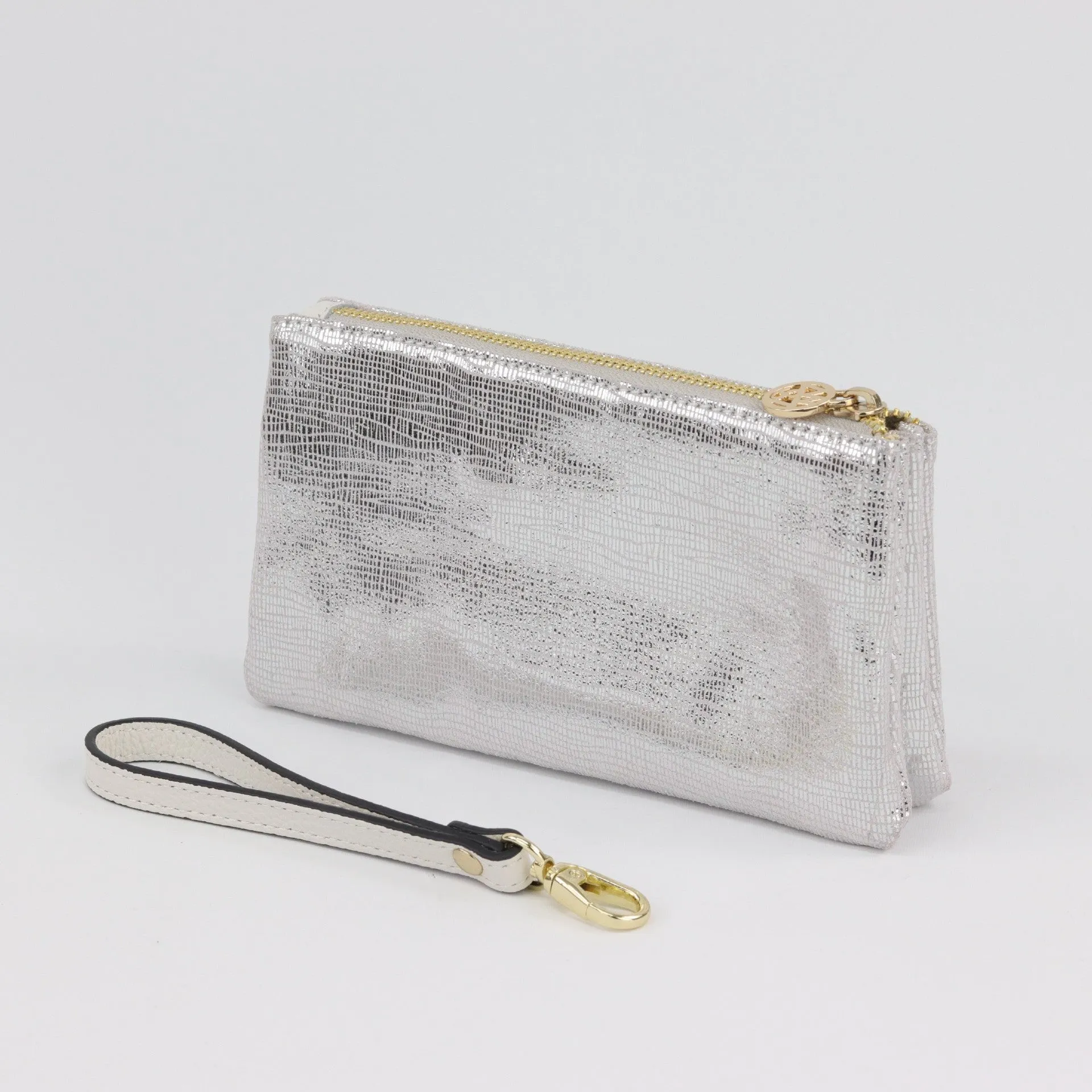 Polly leather or suede wristlet clutch