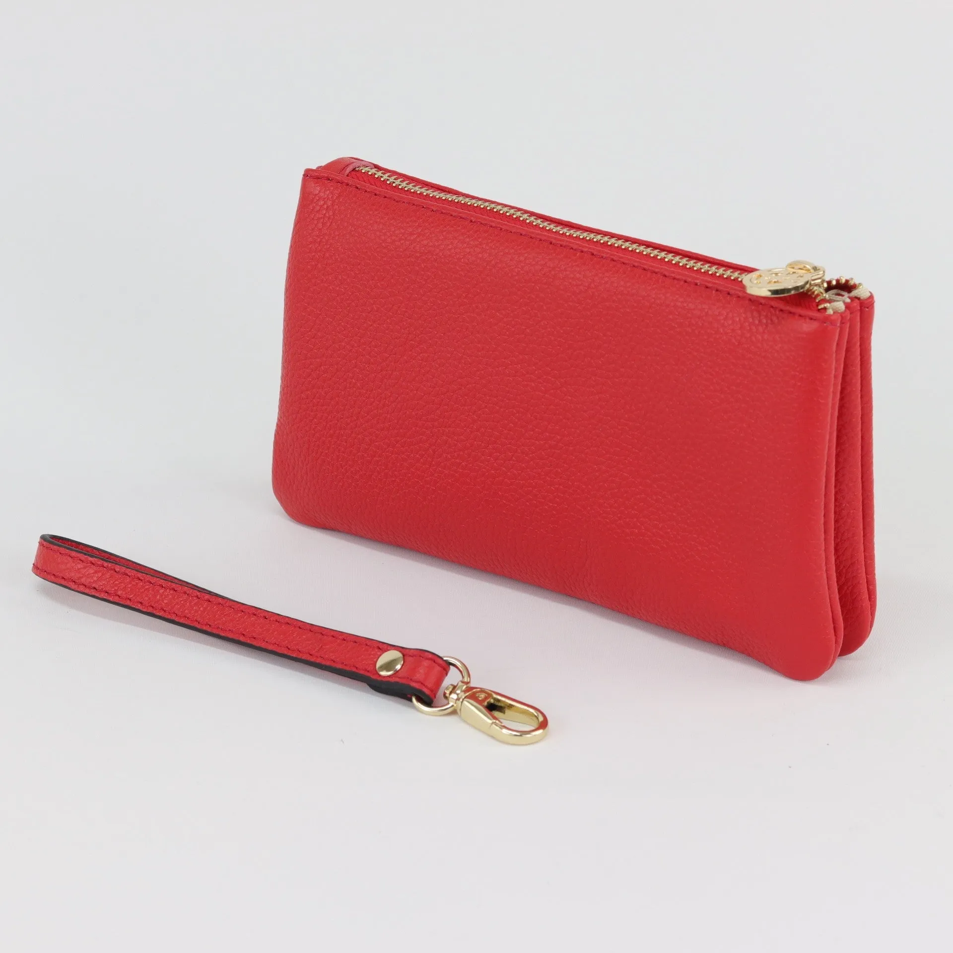 Polly leather or suede wristlet clutch