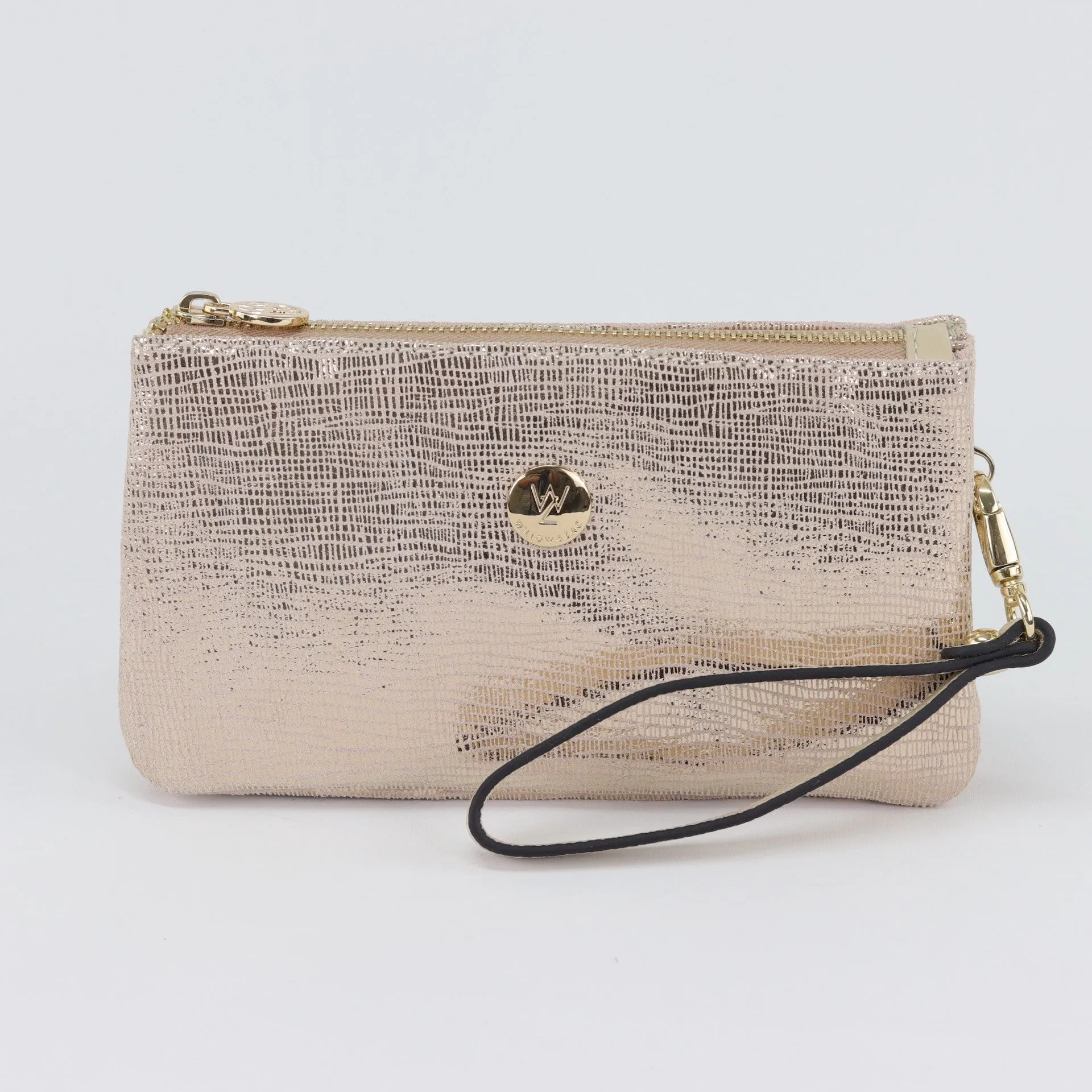 Polly leather or suede wristlet clutch