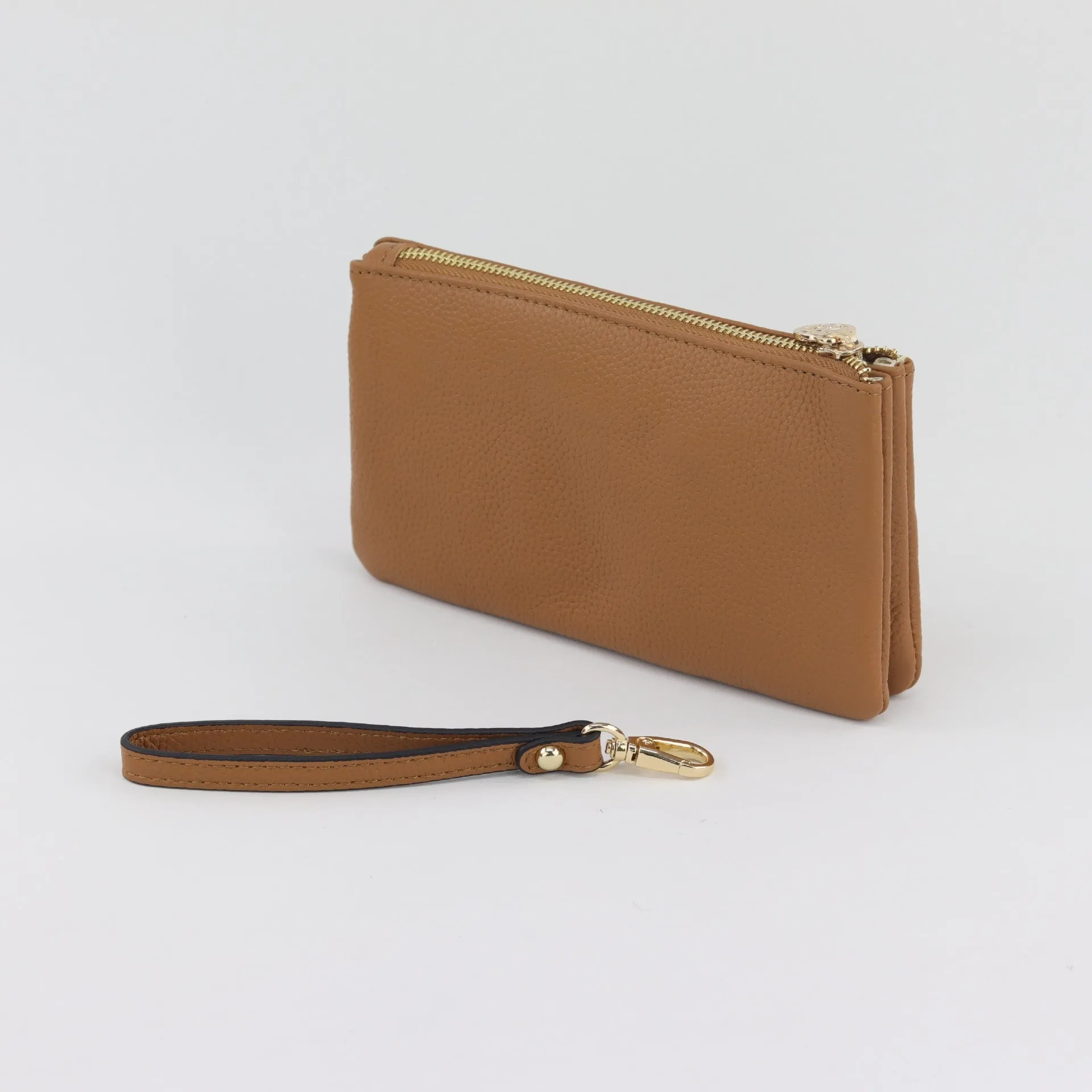Polly leather or suede wristlet clutch