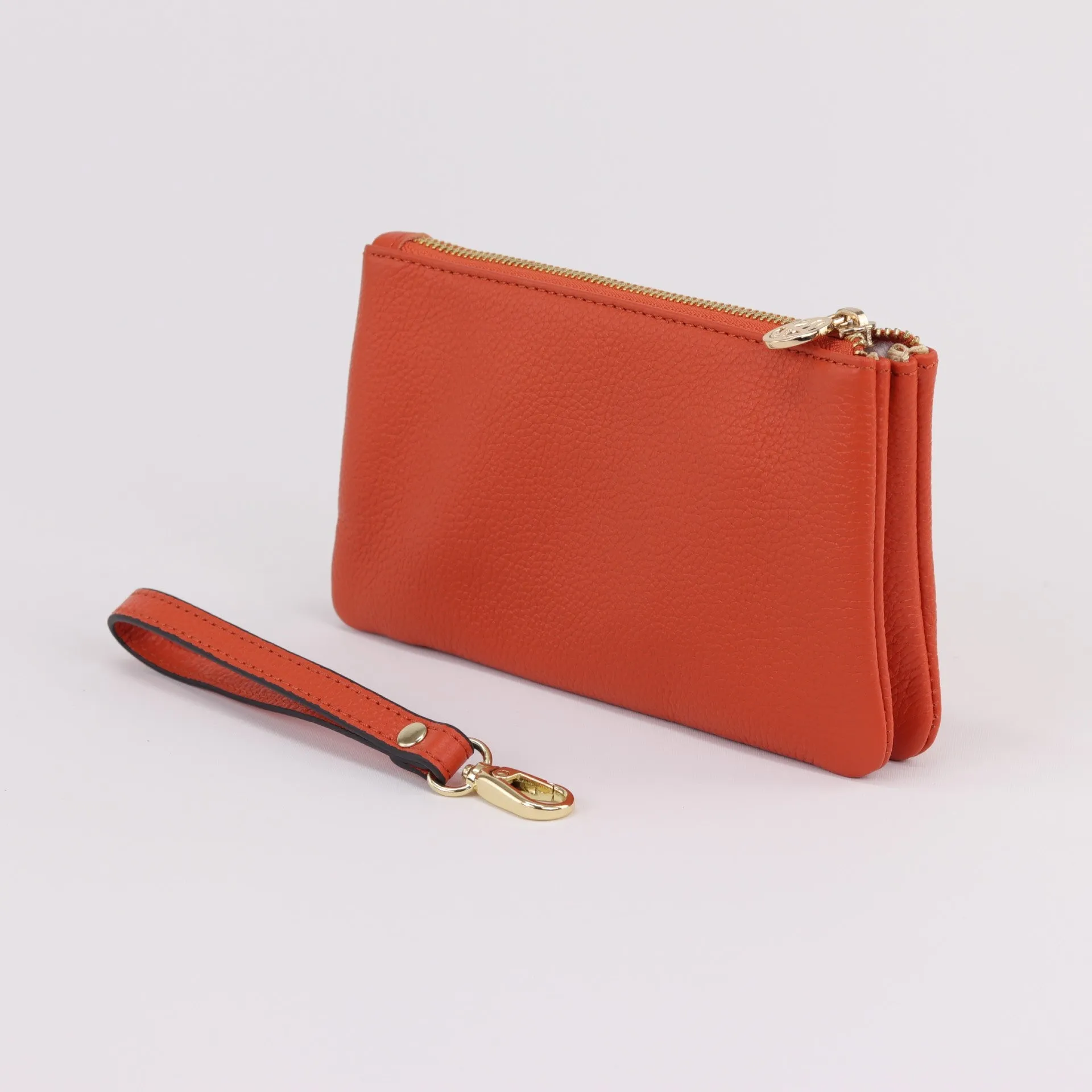 Polly leather or suede wristlet clutch