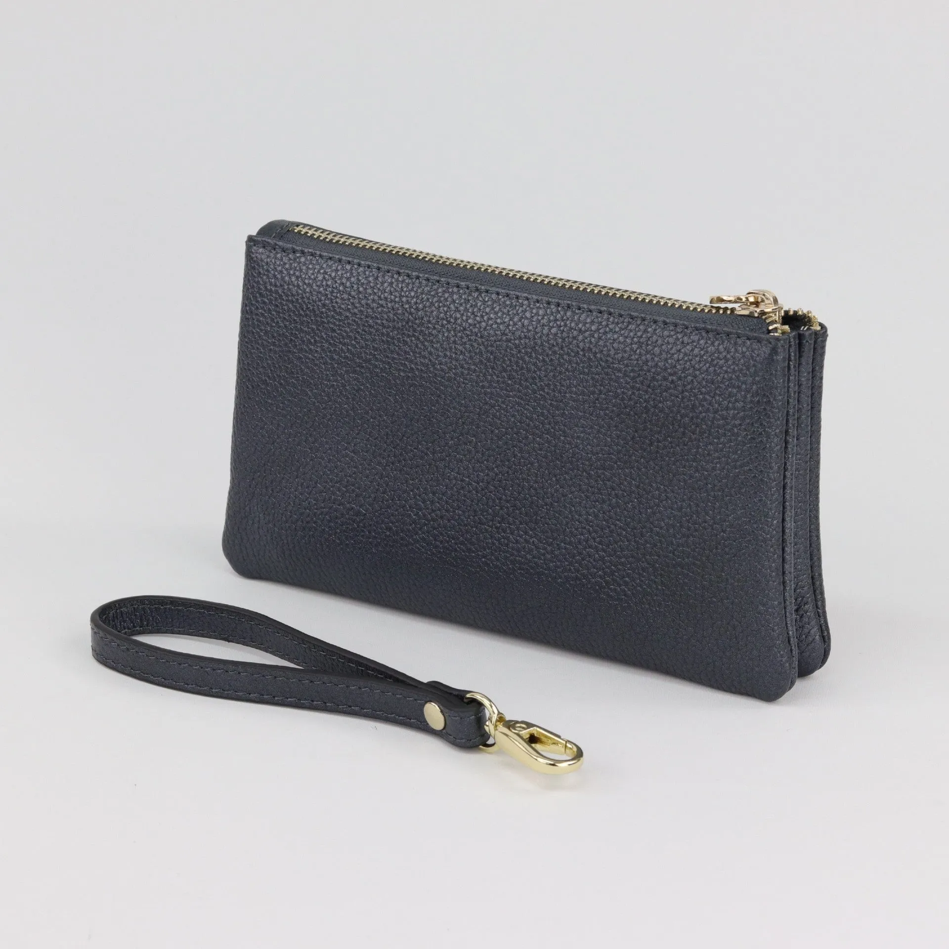 Polly leather or suede wristlet clutch