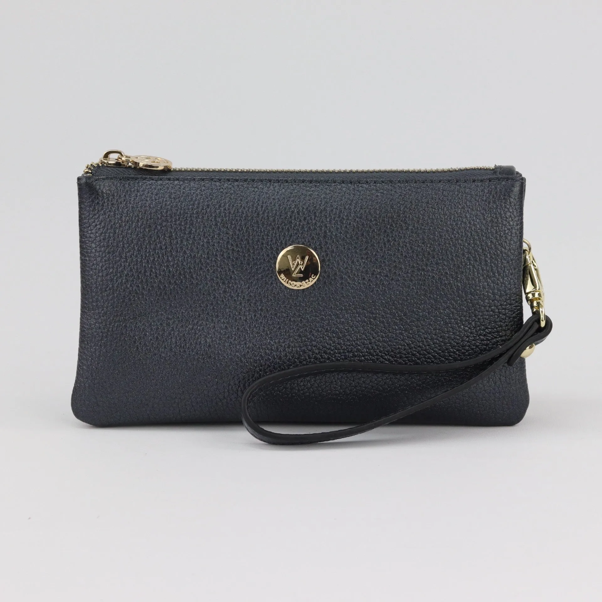Polly leather or suede wristlet clutch