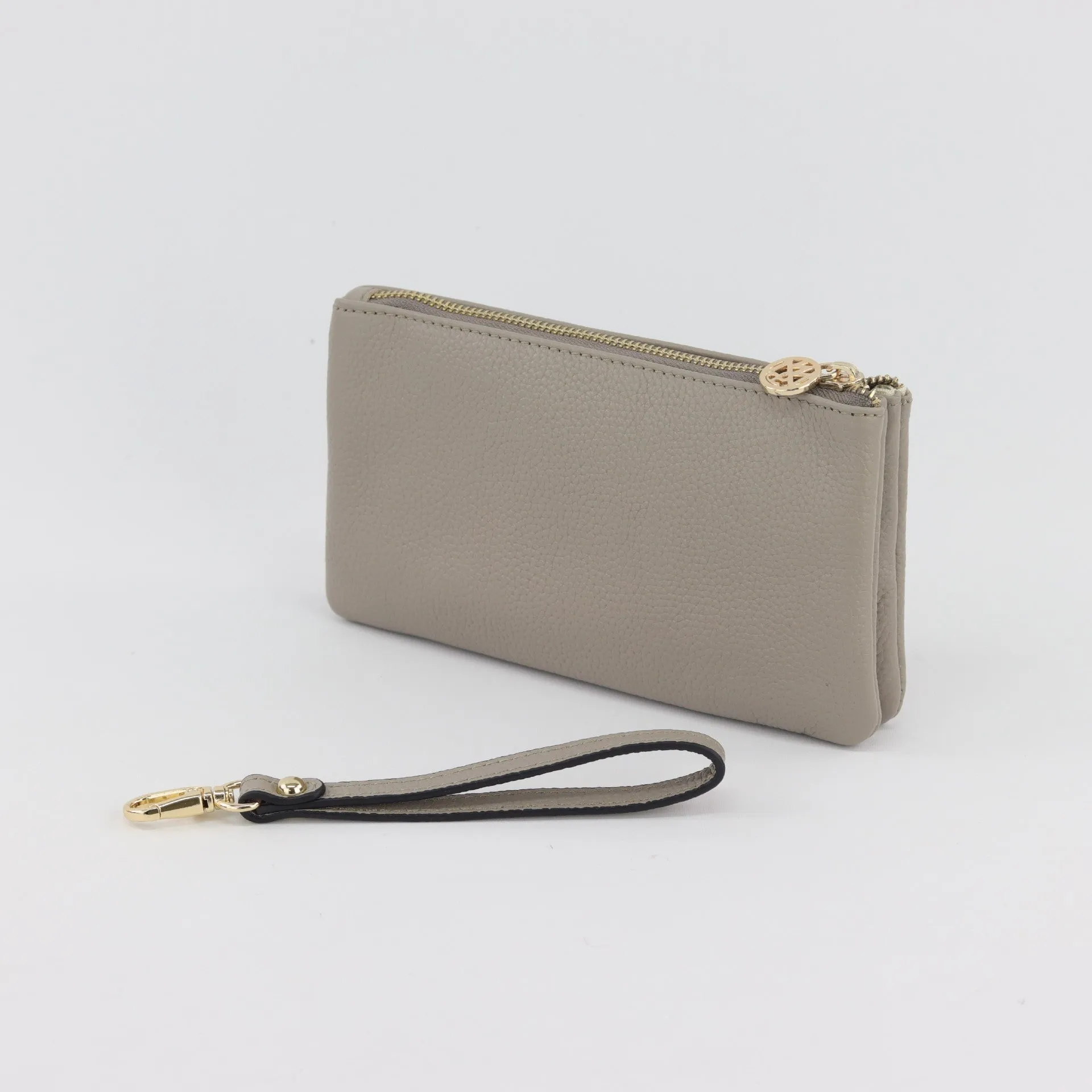Polly leather or suede wristlet clutch