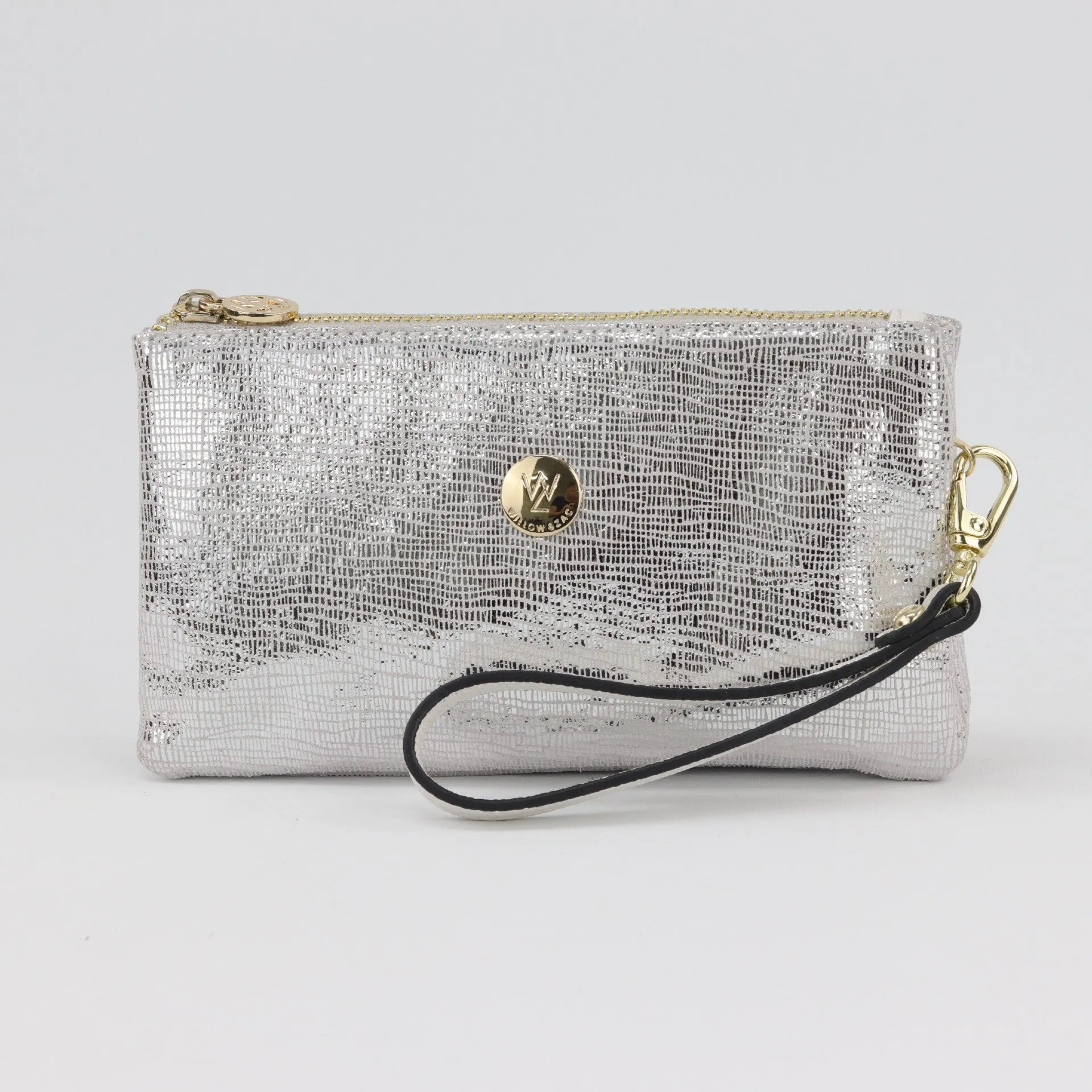 Polly leather or suede wristlet clutch
