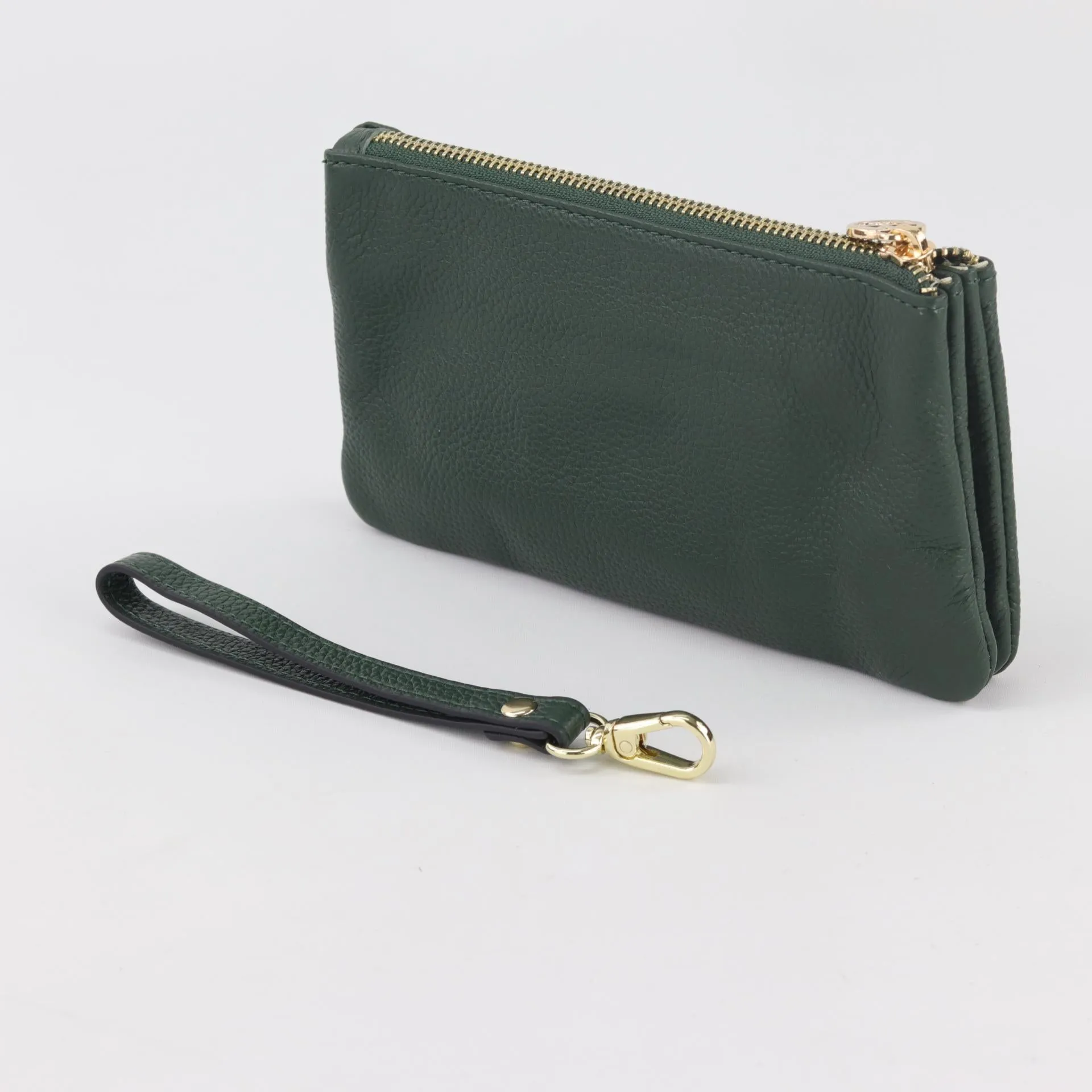 Polly leather or suede wristlet clutch