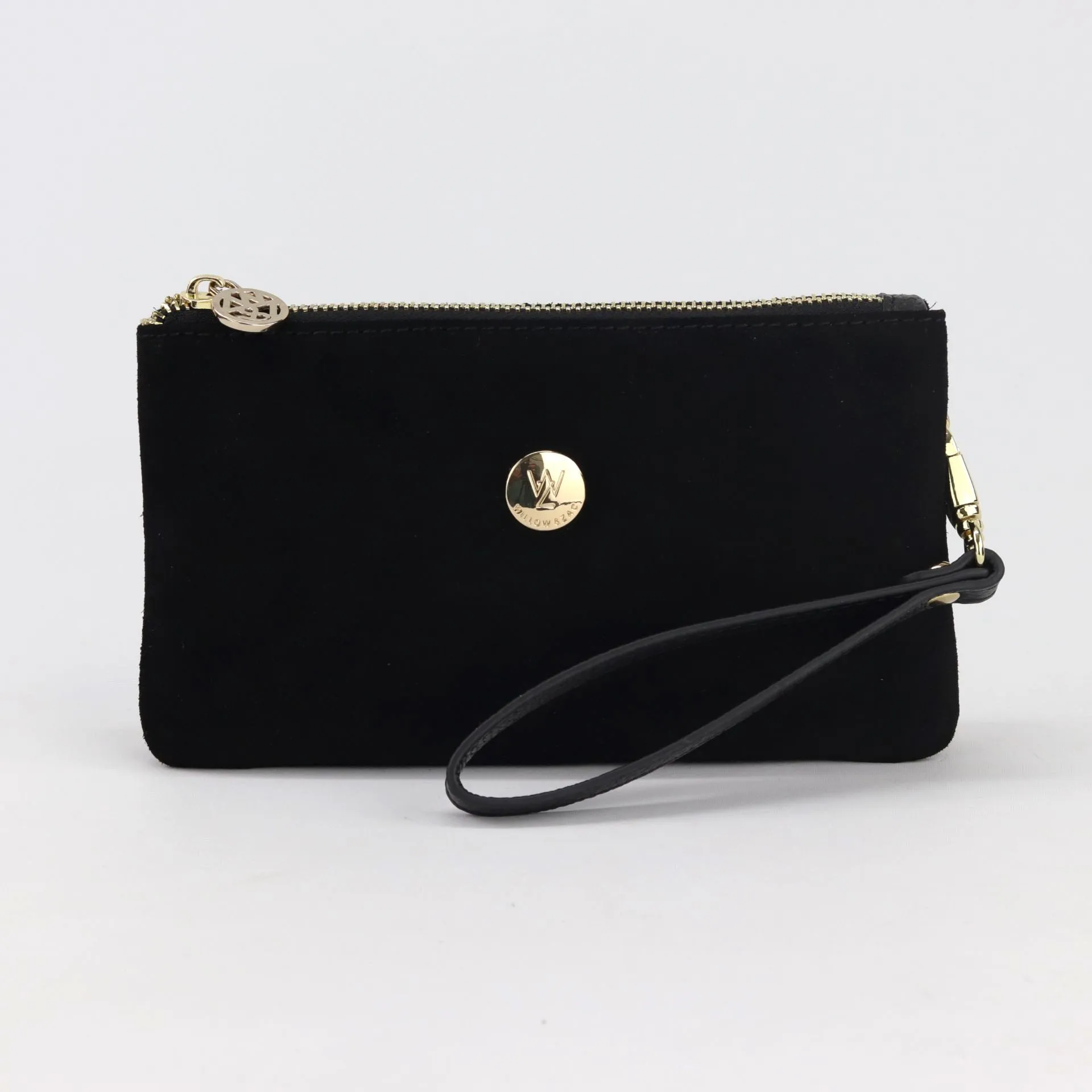 Polly leather or suede wristlet clutch