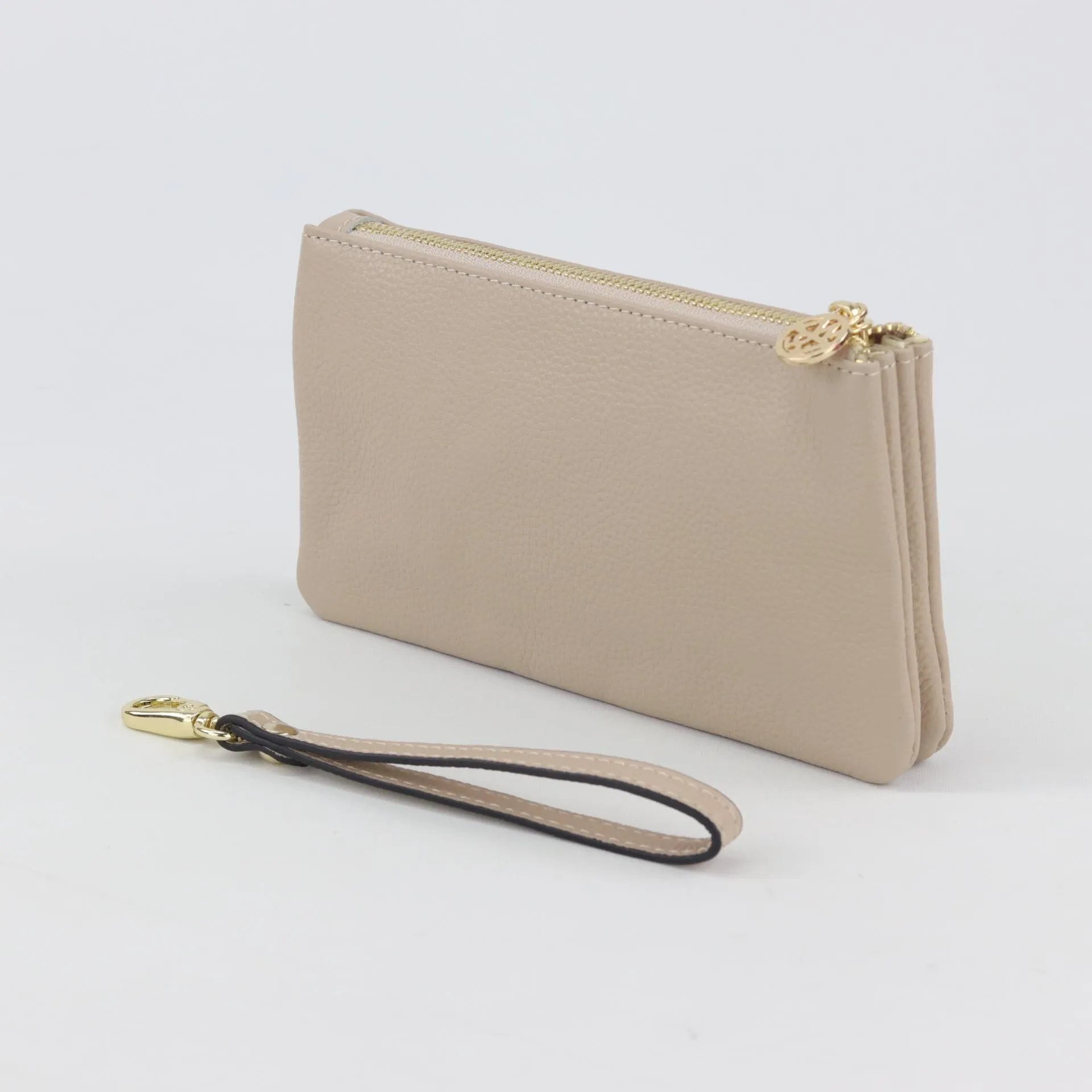 Polly leather or suede wristlet clutch