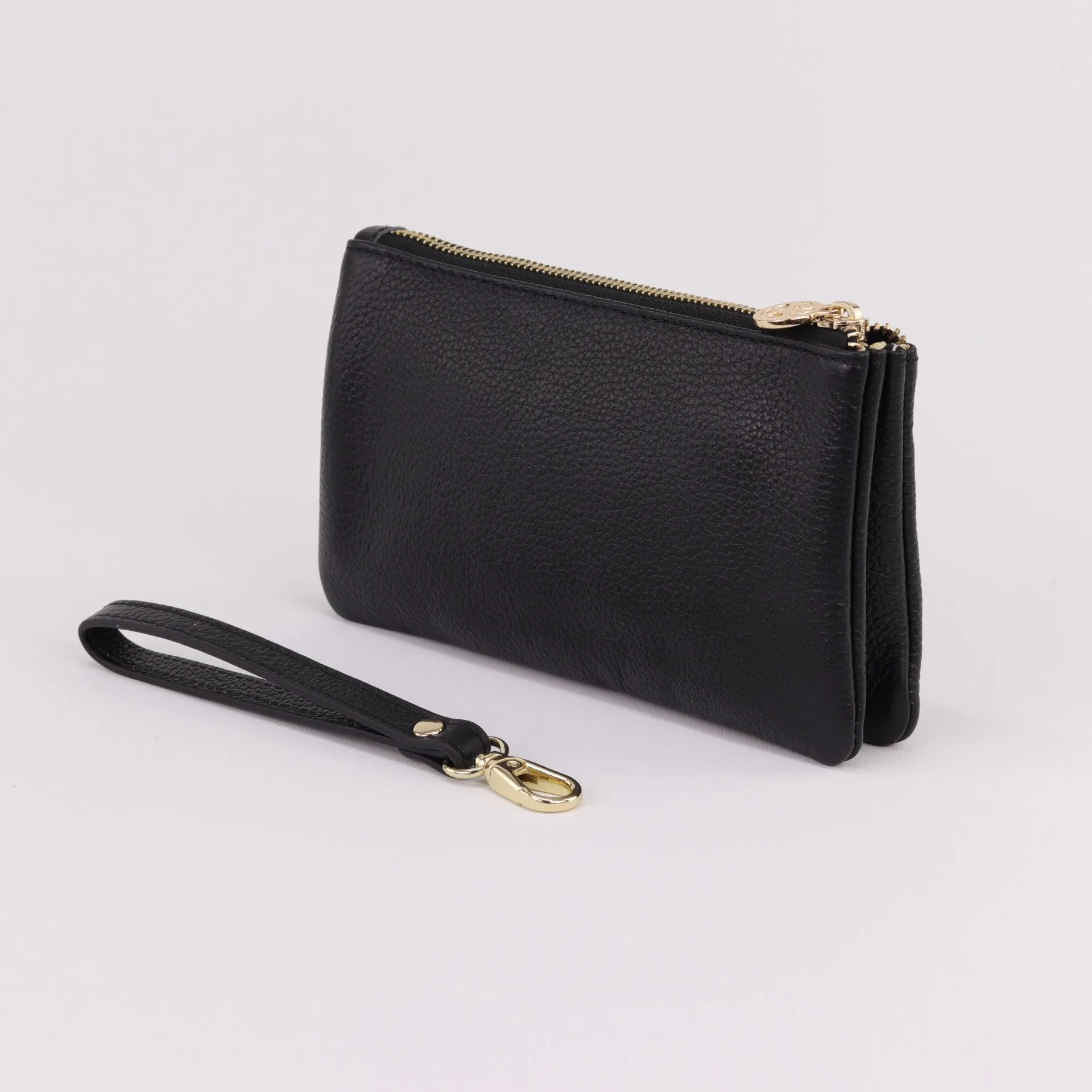Polly leather or suede wristlet clutch