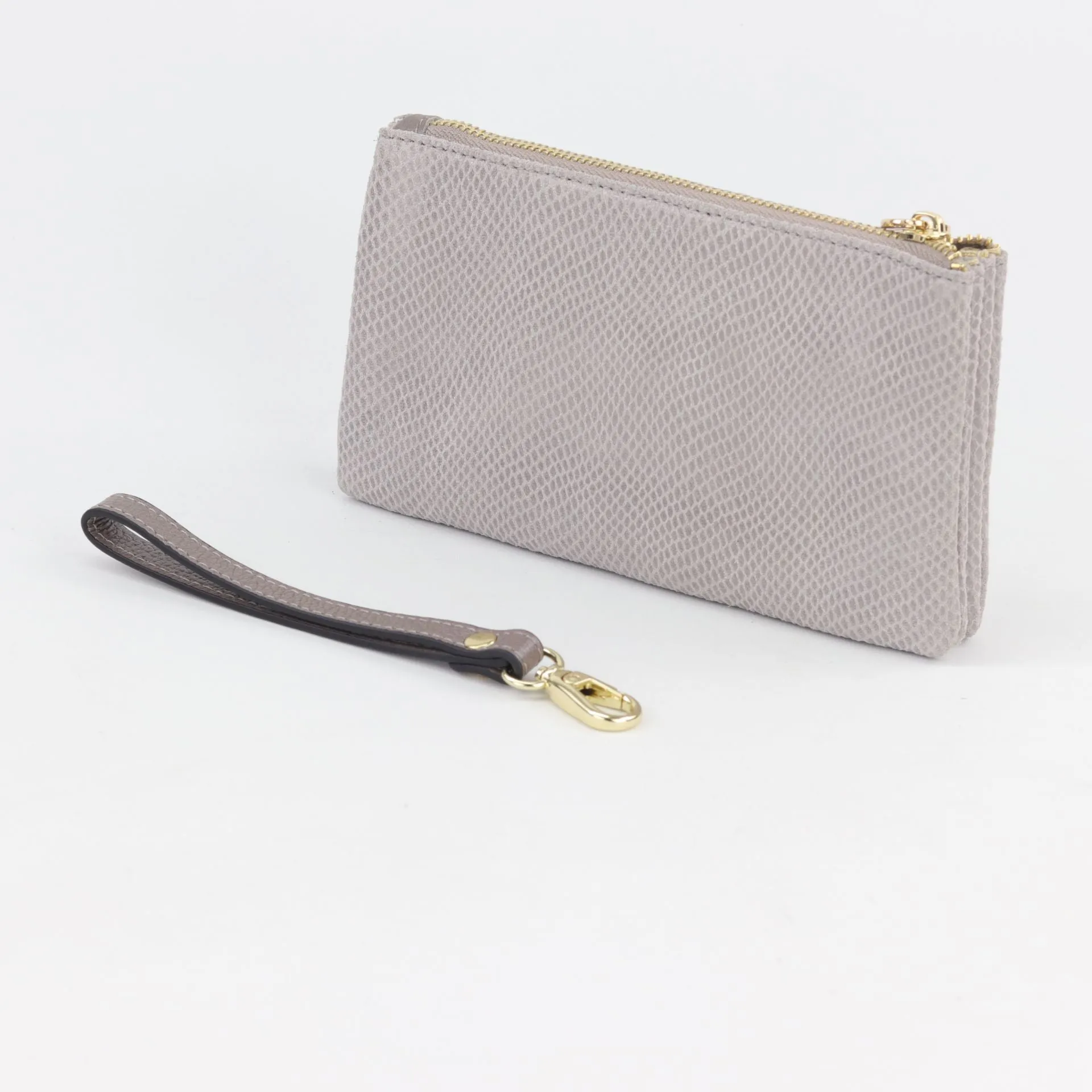 Polly leather or suede wristlet clutch