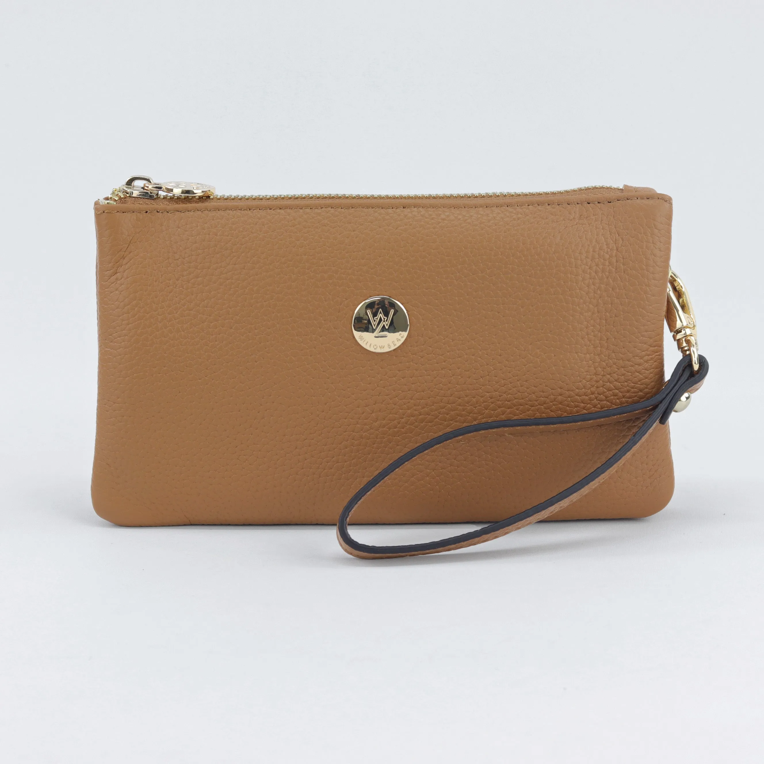 Polly leather or suede wristlet clutch