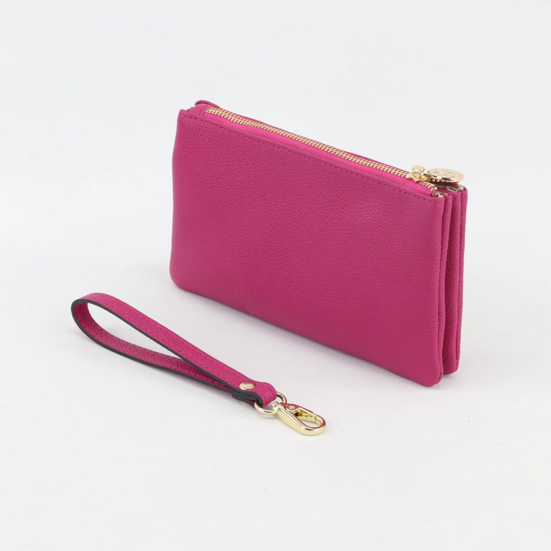 Polly leather or suede wristlet clutch