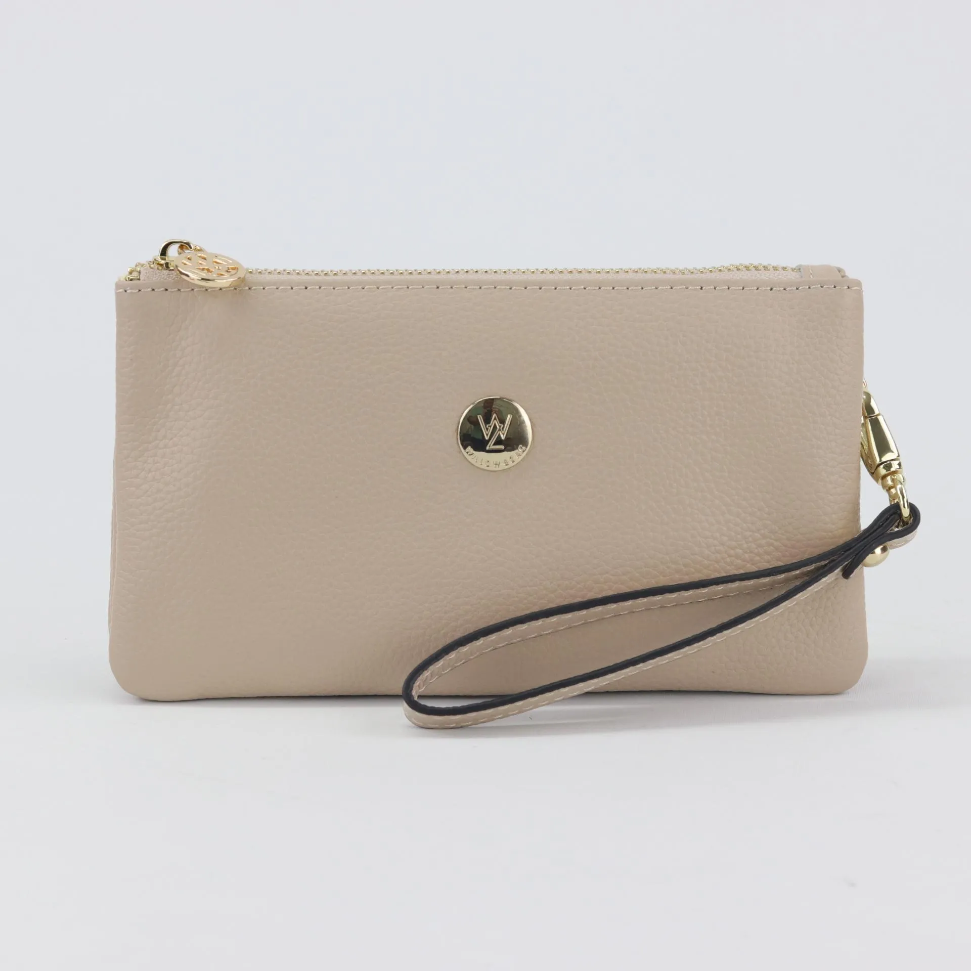 Polly leather or suede wristlet clutch