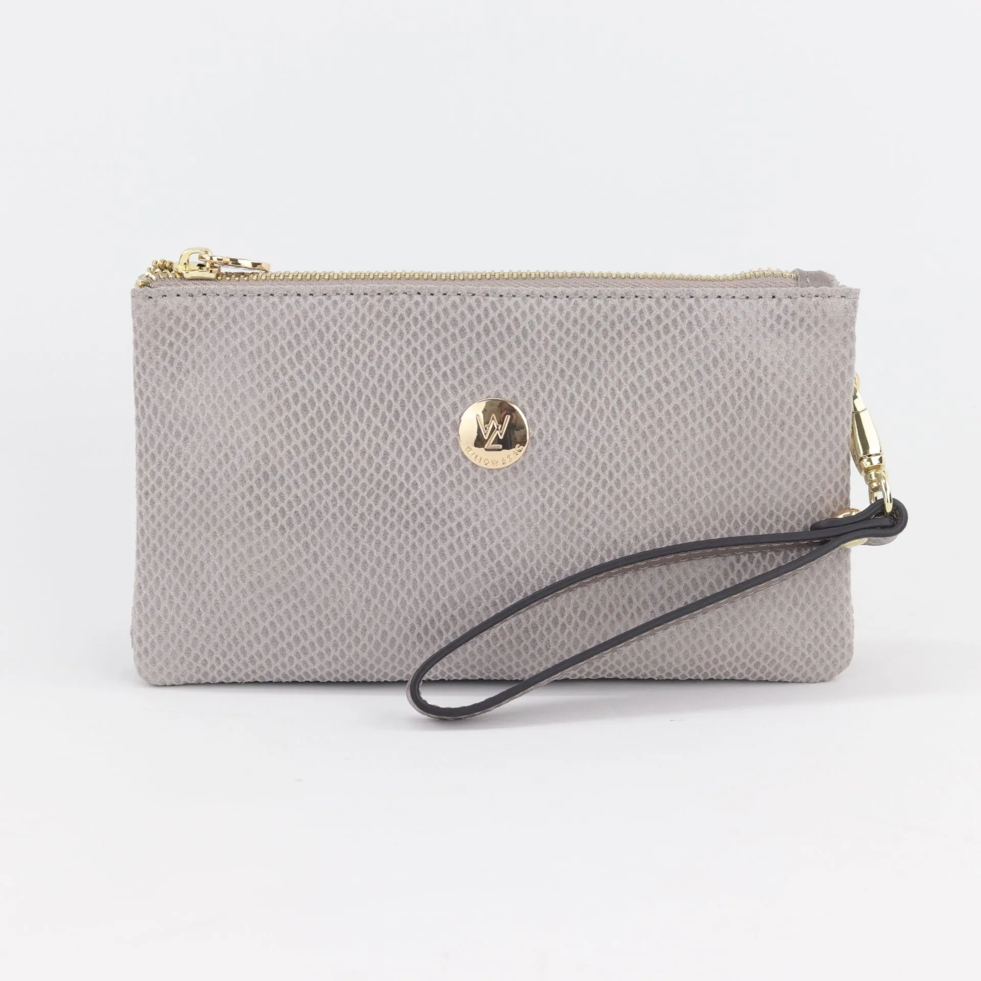 Polly leather or suede wristlet clutch