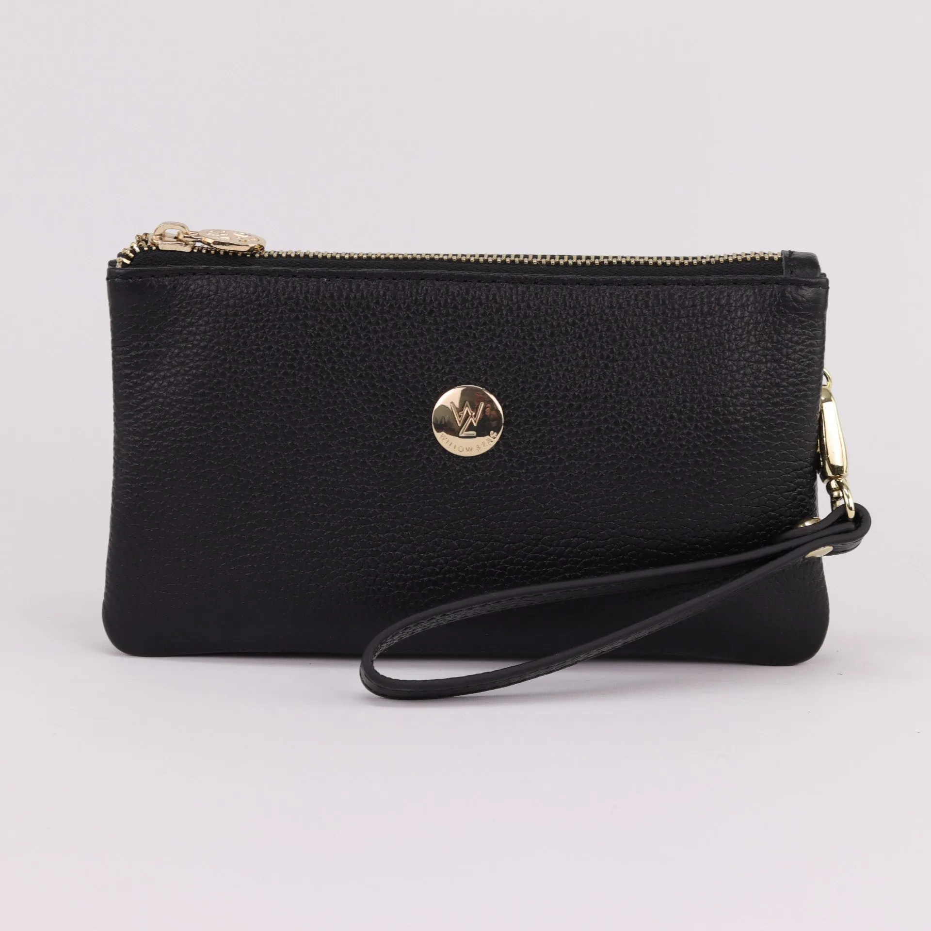 Polly leather or suede wristlet clutch