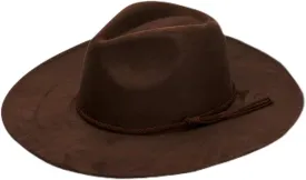Premium Vegan Tribal Suede Fedora Brown