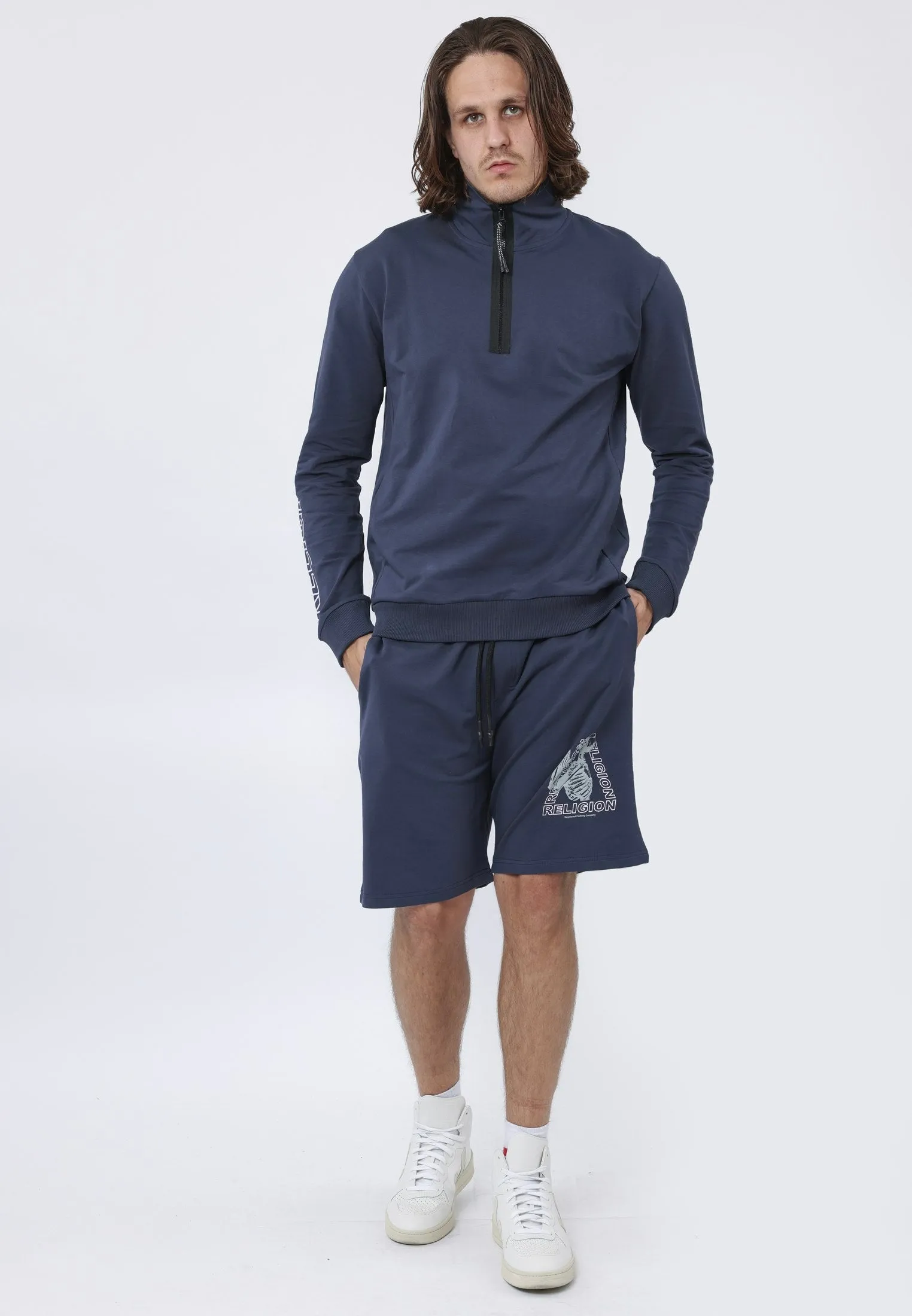 PYRAMID HALF ZIPS INDIGO