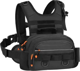 QualyQualy Fishing Chest Pack Tactical Chest Rig Fly Fishing Pack for Sports Outdoor with Compartment Adjustable Strap