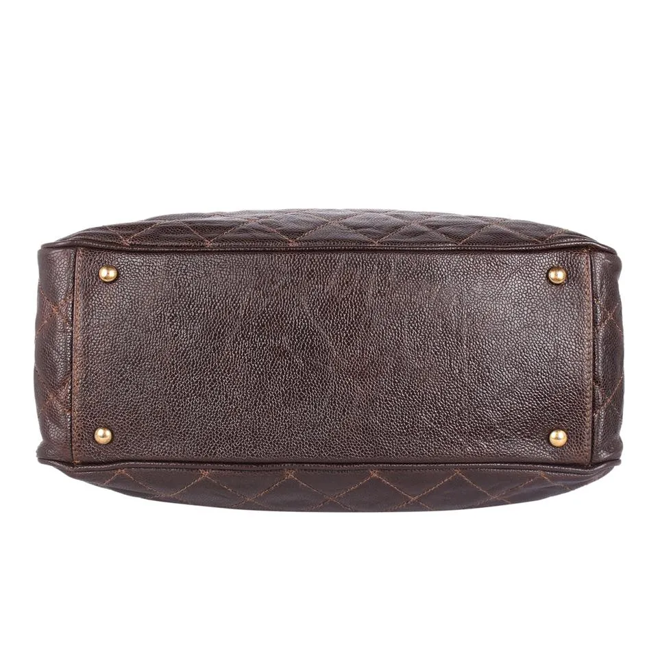 Quilted Glazed Caviar Tote Brown (Authentic Pre-Owned)