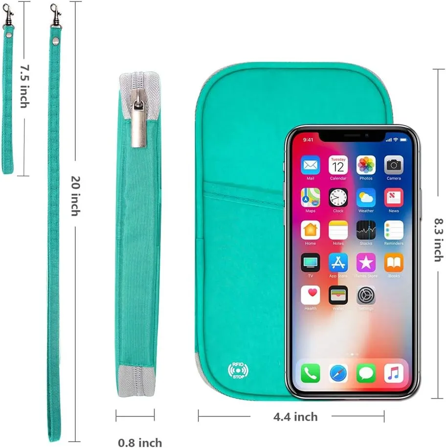 RFID Family Passport Wallet Holder Waterproof, Travel Document Organizer Credit Card Clutch Bag for Men Women