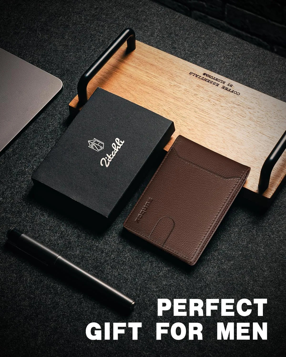 RUNBOX Wallet for Men Slim 11 Credit Card Holder Slots Leather RFID Blocking Small Thin Men's Wallet Bifold Minimalist Front Pocket Large Capacity Gift Box
