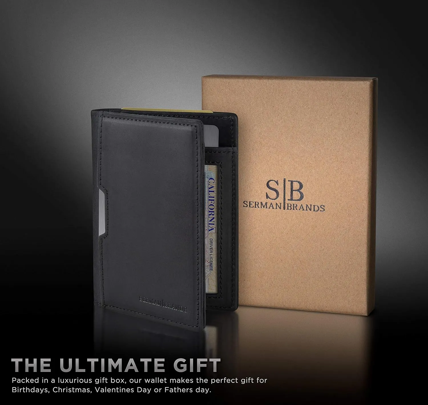 SERMAN BRANDS - Wallets for Men Slim Mens leather RFID Blocking Minimalist Card Front Pocket Bifold Travel Thin