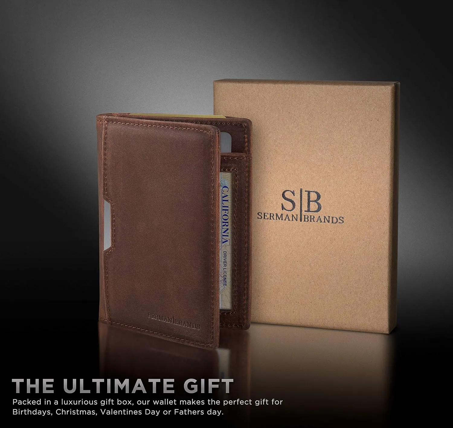 SERMAN BRANDS - Wallets for Men Slim Mens leather RFID Blocking Minimalist Card Front Pocket Bifold Travel Thin