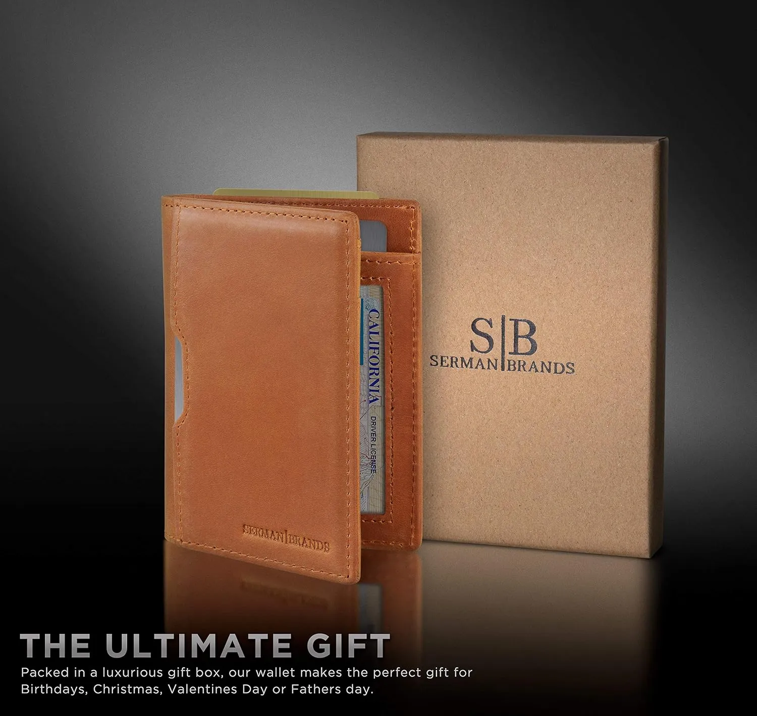 SERMAN BRANDS - Wallets for Men Slim Mens leather RFID Blocking Minimalist Card Front Pocket Bifold Travel Thin