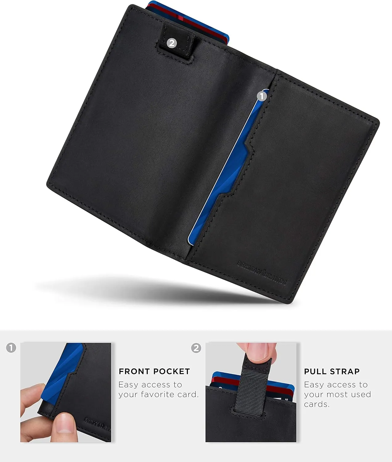 SERMAN BRANDS - Wallets for Men Slim Mens leather RFID Blocking Minimalist Card Front Pocket Bifold Travel Thin