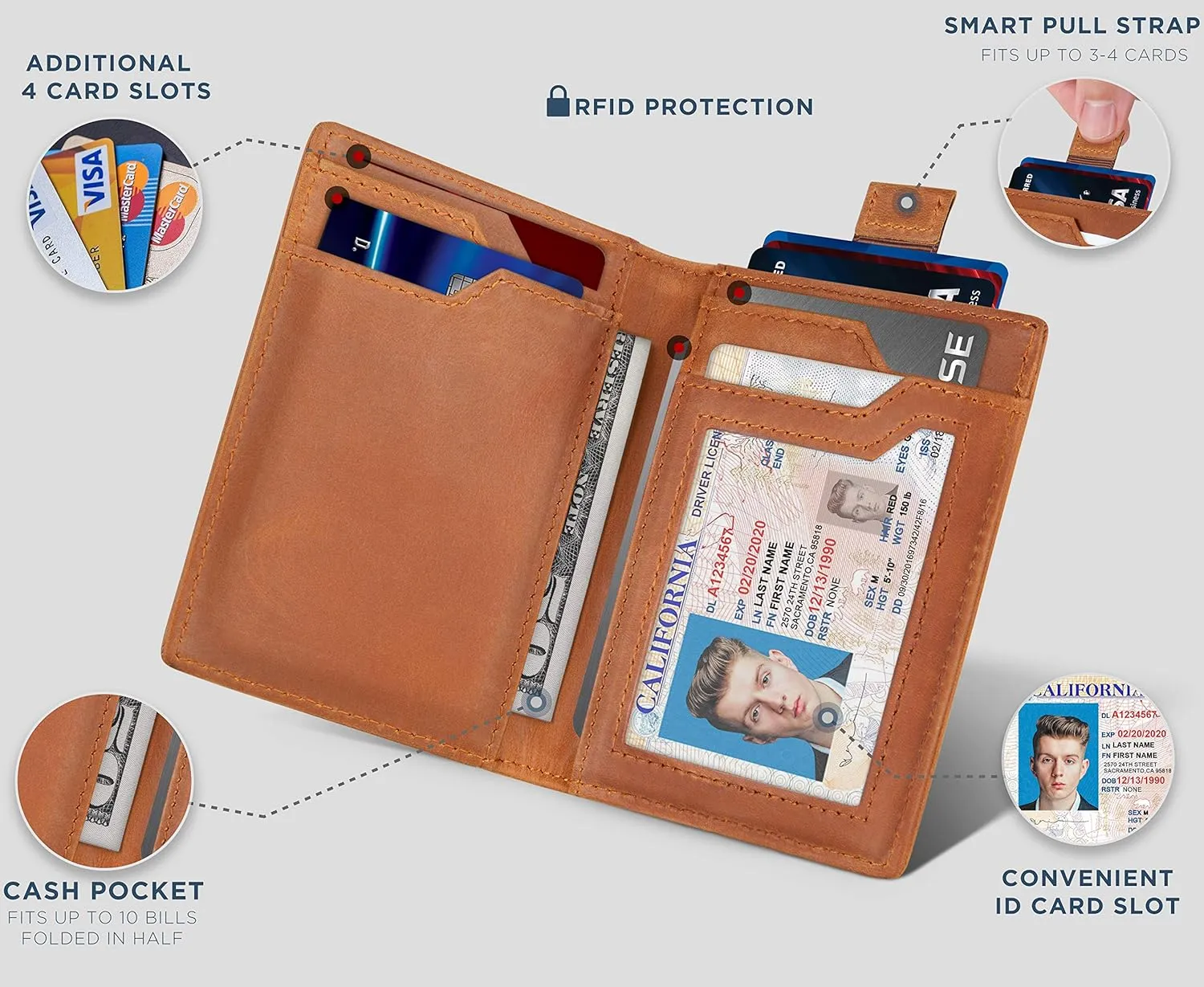 SERMAN BRANDS - Wallets for Men Slim Mens leather RFID Blocking Minimalist Card Front Pocket Bifold Travel Thin