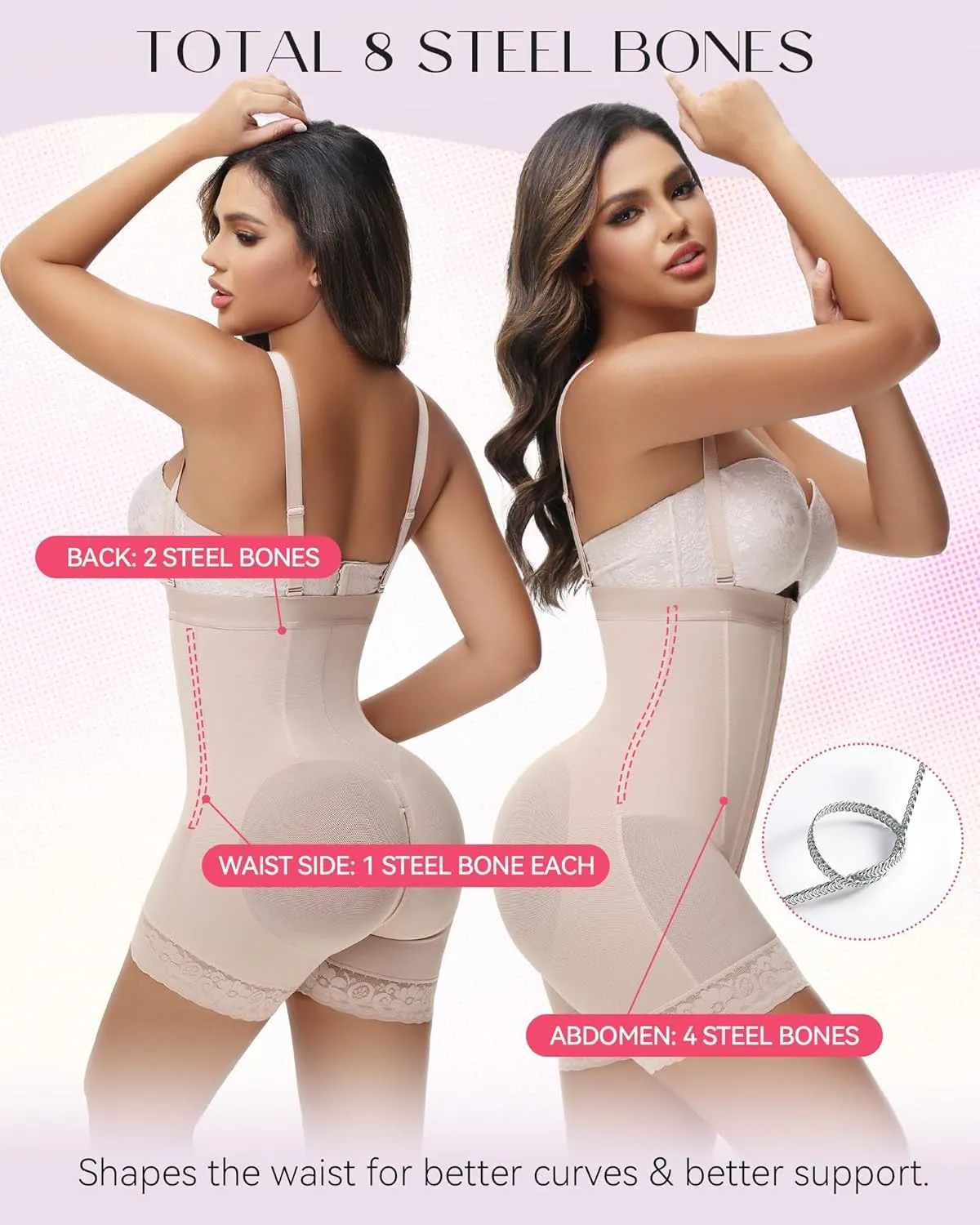 SHAPSHE Fajas Colombianas Tummy Control Shapewear Strapless Body Shaper Butt Lifter BBL Stage Compression Garment