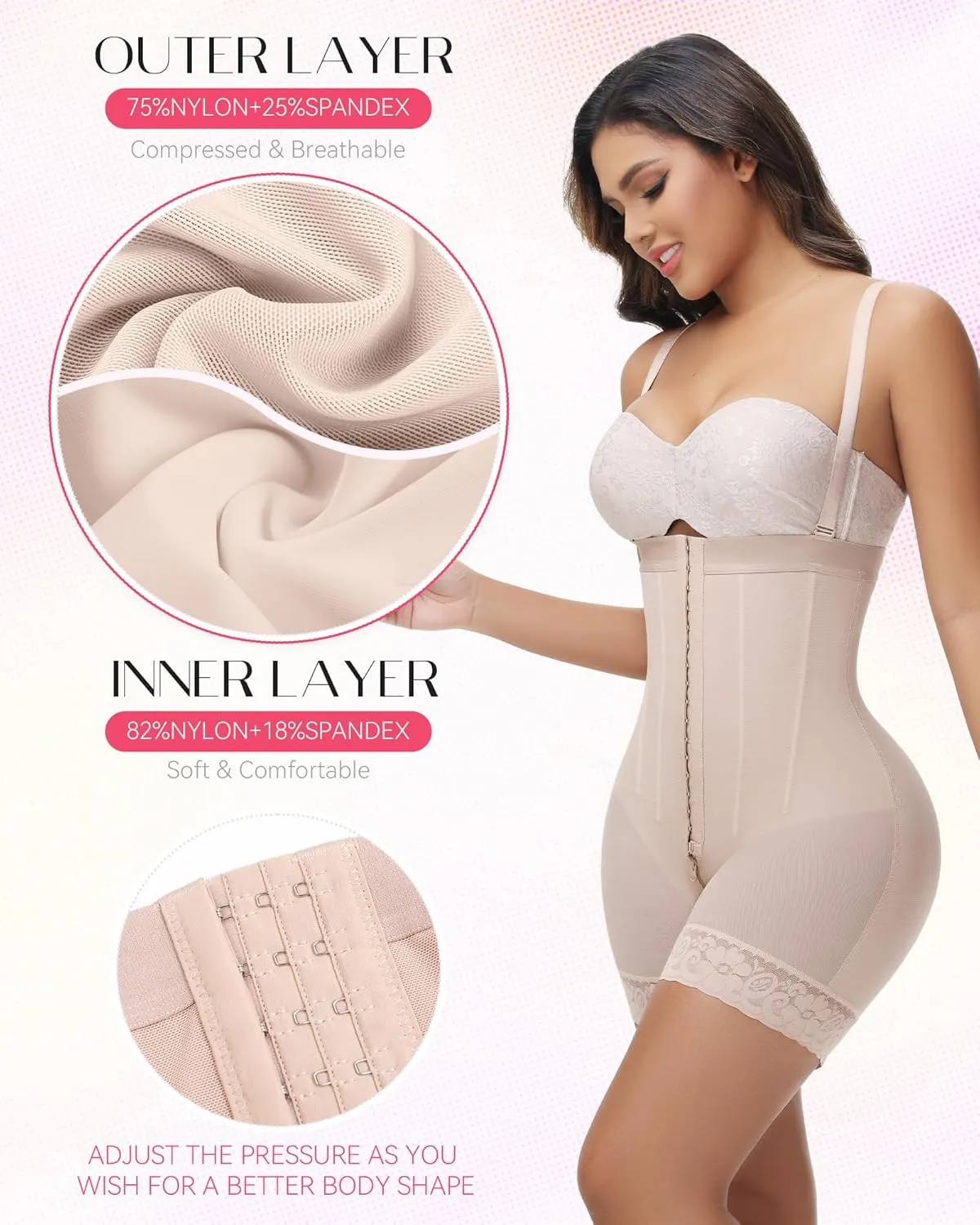 SHAPSHE Fajas Colombianas Tummy Control Shapewear Strapless Body Shaper Butt Lifter BBL Stage Compression Garment