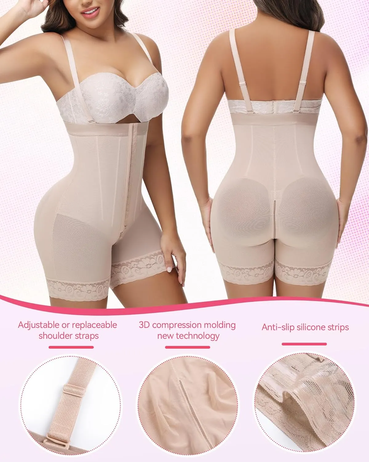 SHAPSHE Fajas Colombianas Tummy Control Shapewear Strapless Body Shaper Butt Lifter BBL Stage Compression Garment
